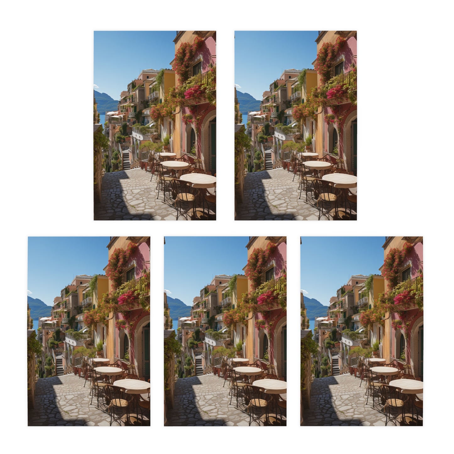 Italian Hillside Scene Design Note Cards (5-Pack)