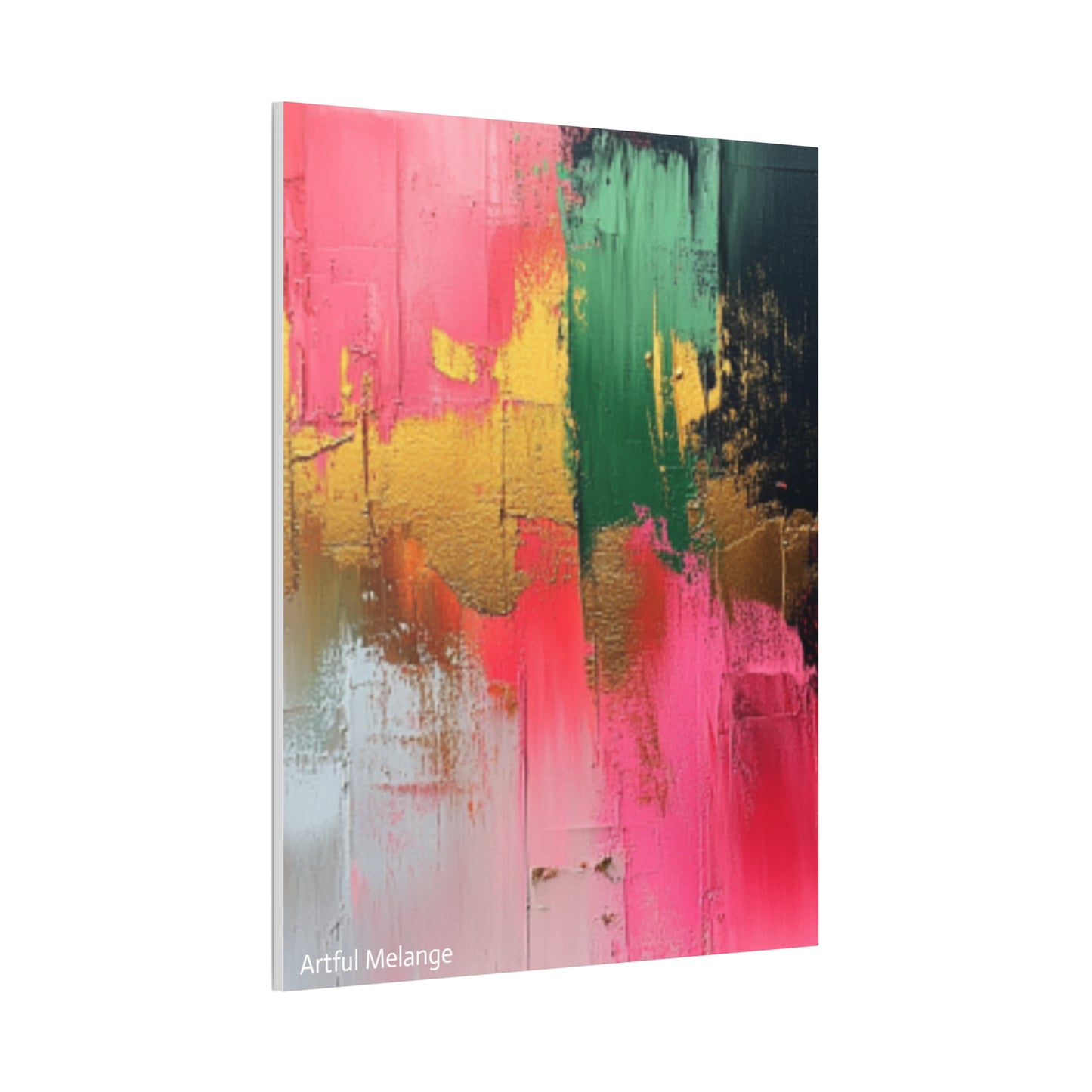 Acrylic Abstract Canvas Print - Homage to the Divine Nine/Pink Green Black and Gold 2