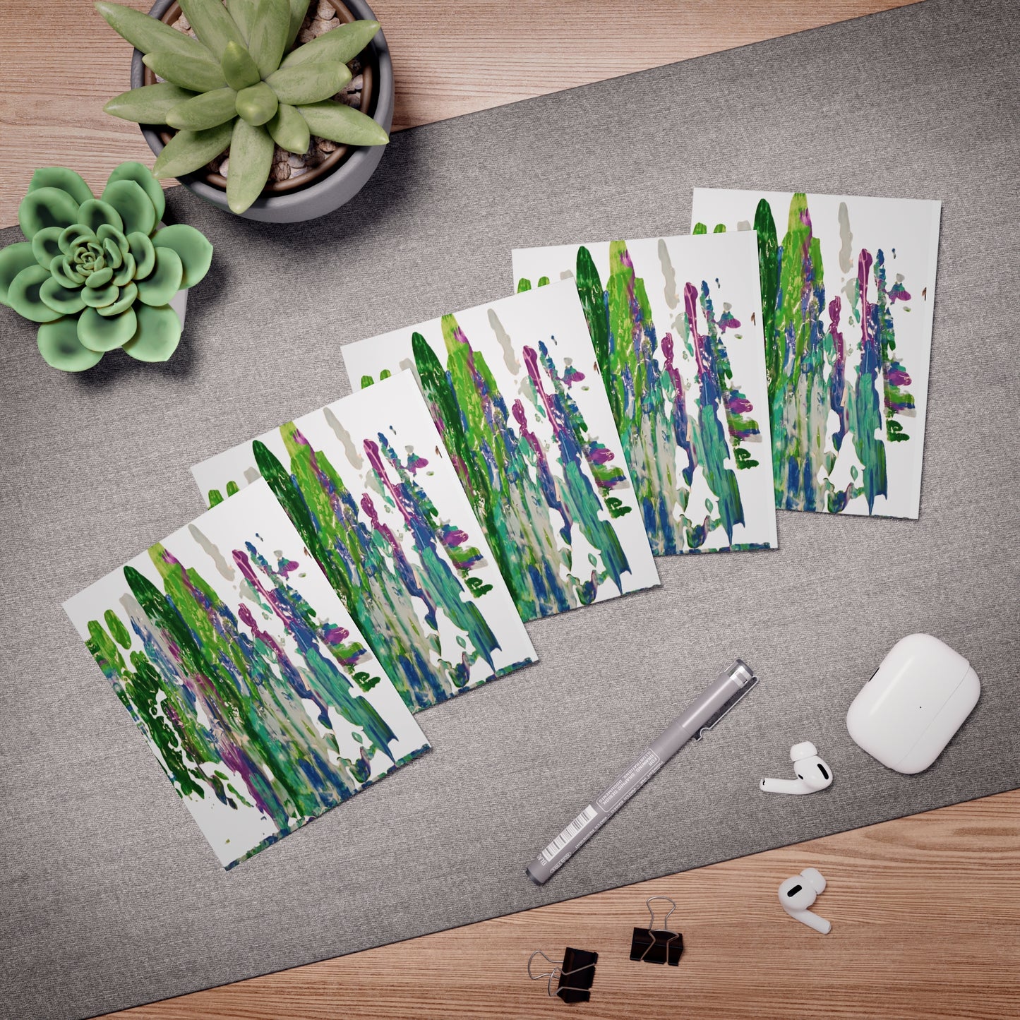 Elegance in Ink: Abstract Art Note Card Set(5-Pack)
