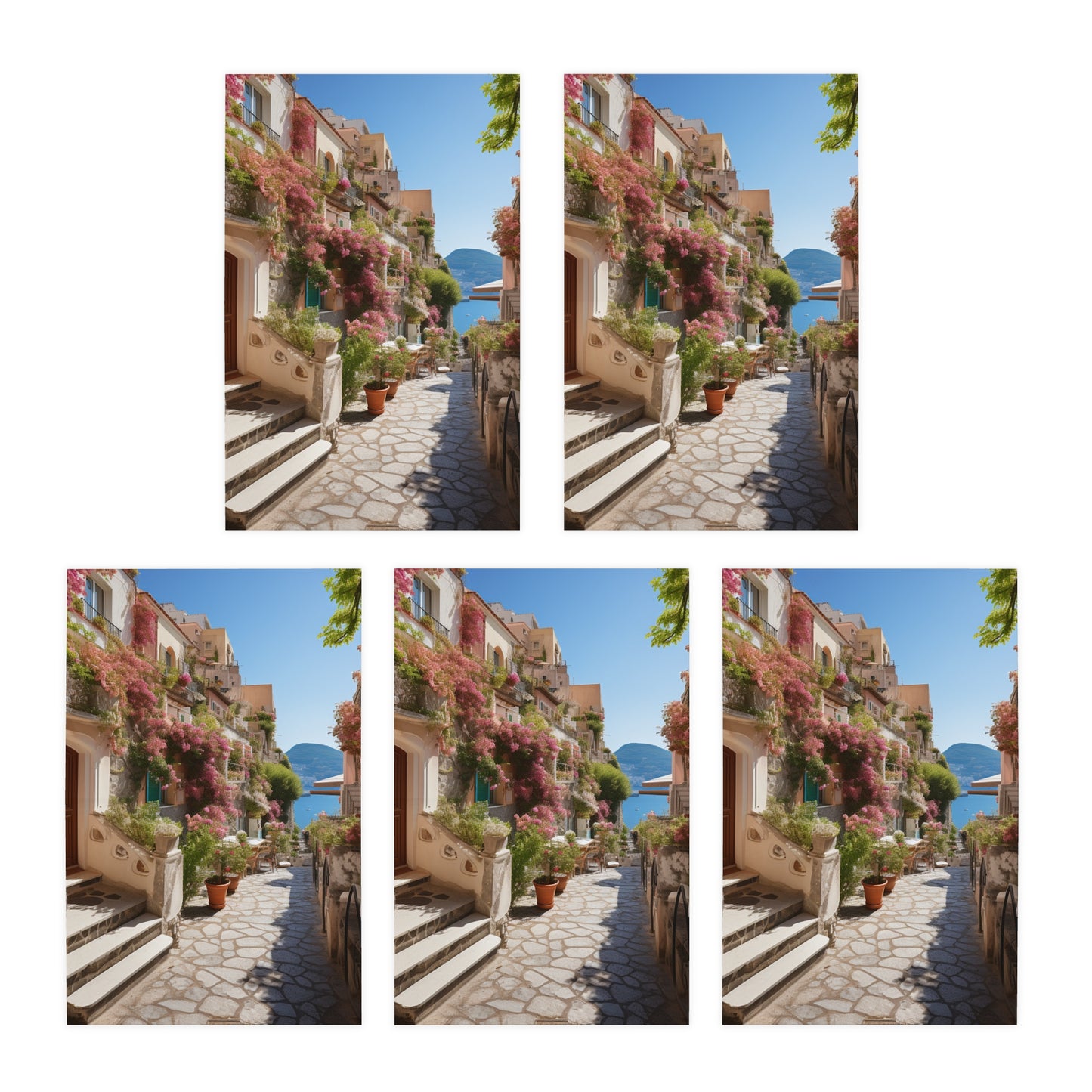 Italian Hillside Scene Design Note Cards (5-Pack)