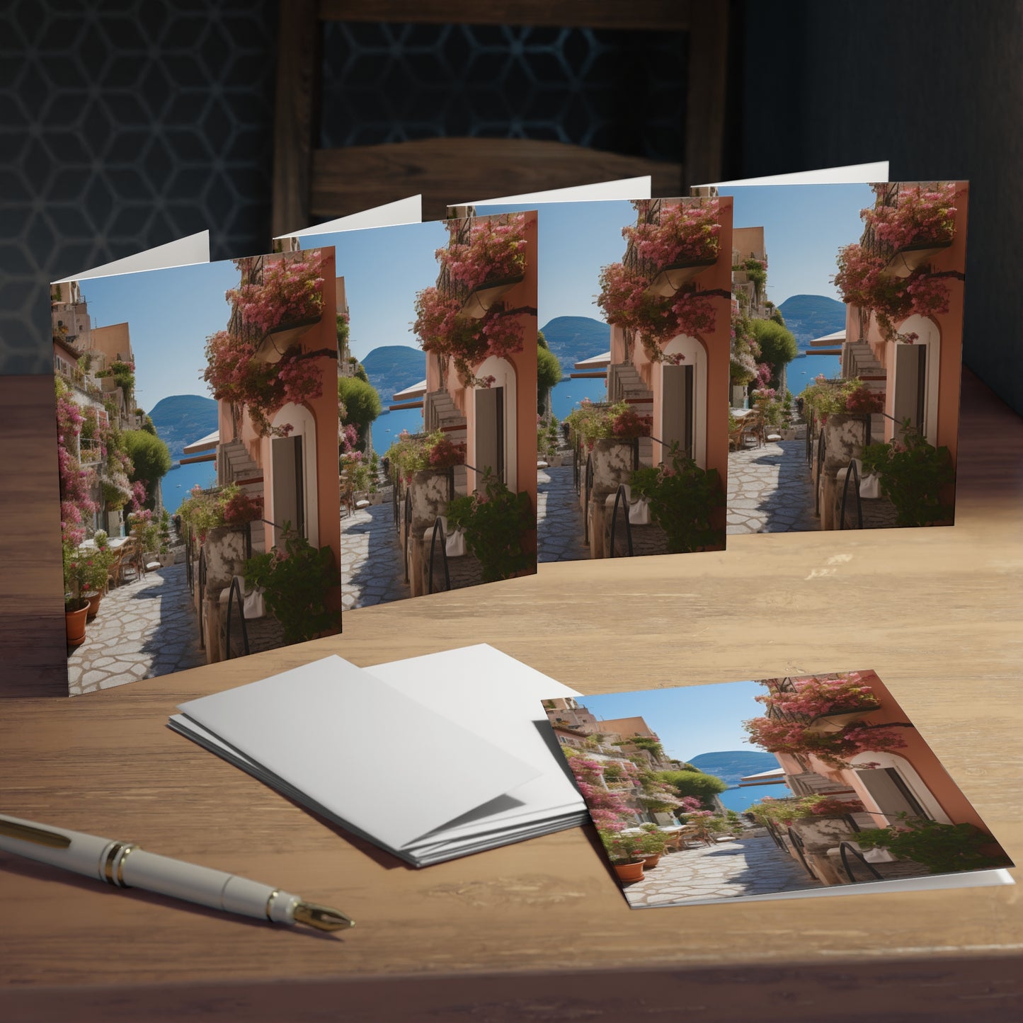 Italian Hillside Scene Design Note Cards (5-Pack)
