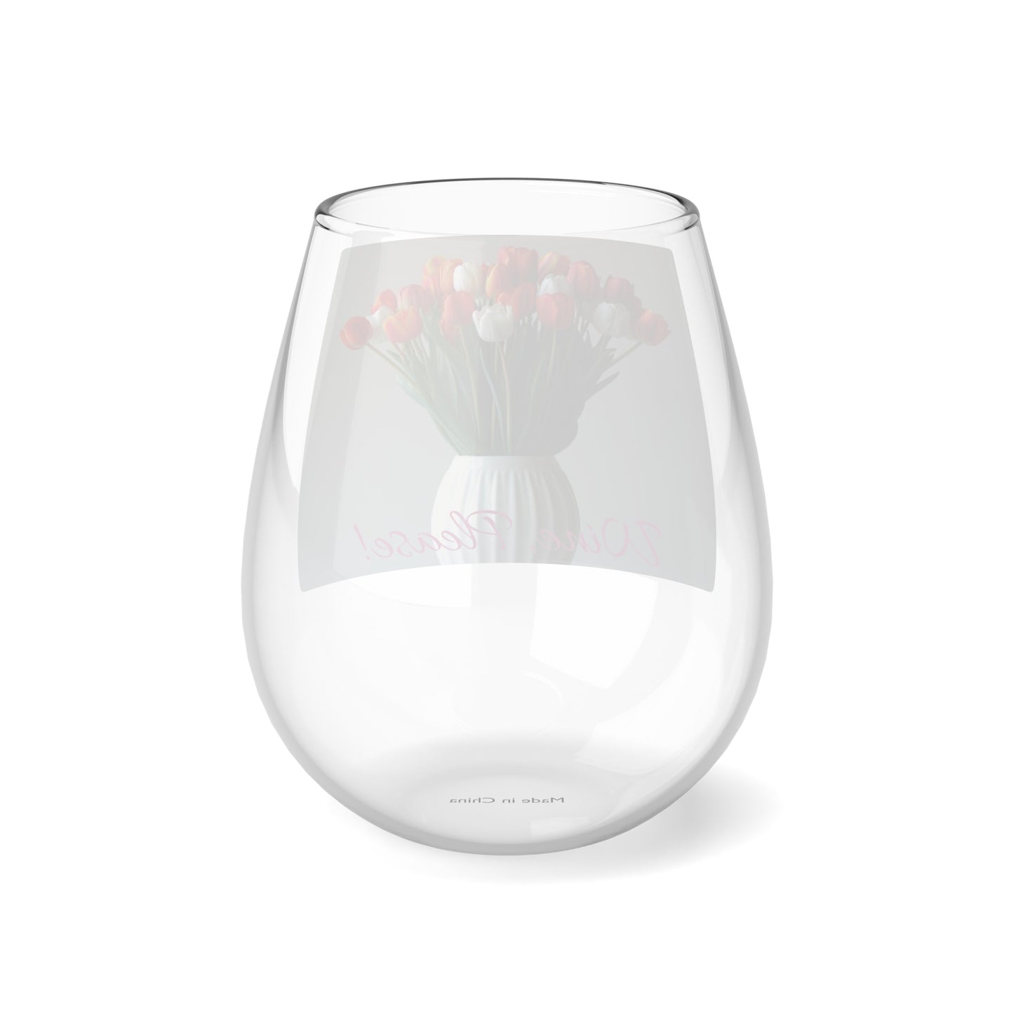 Floral Elegance Stemless Wine Glass, 11.75oz