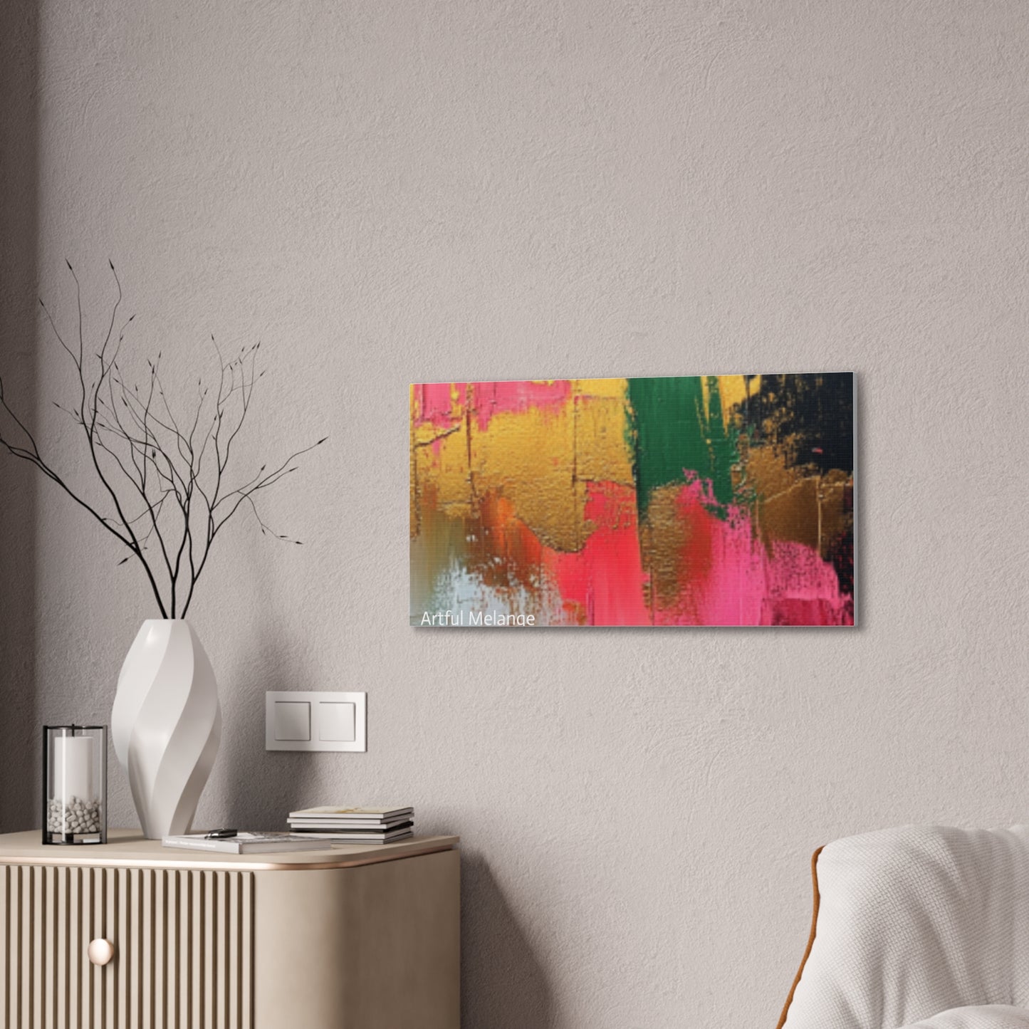 Acrylic Abstract Canvas Print - Homage to the Divine Nine/Pink Green Black and Gold 2