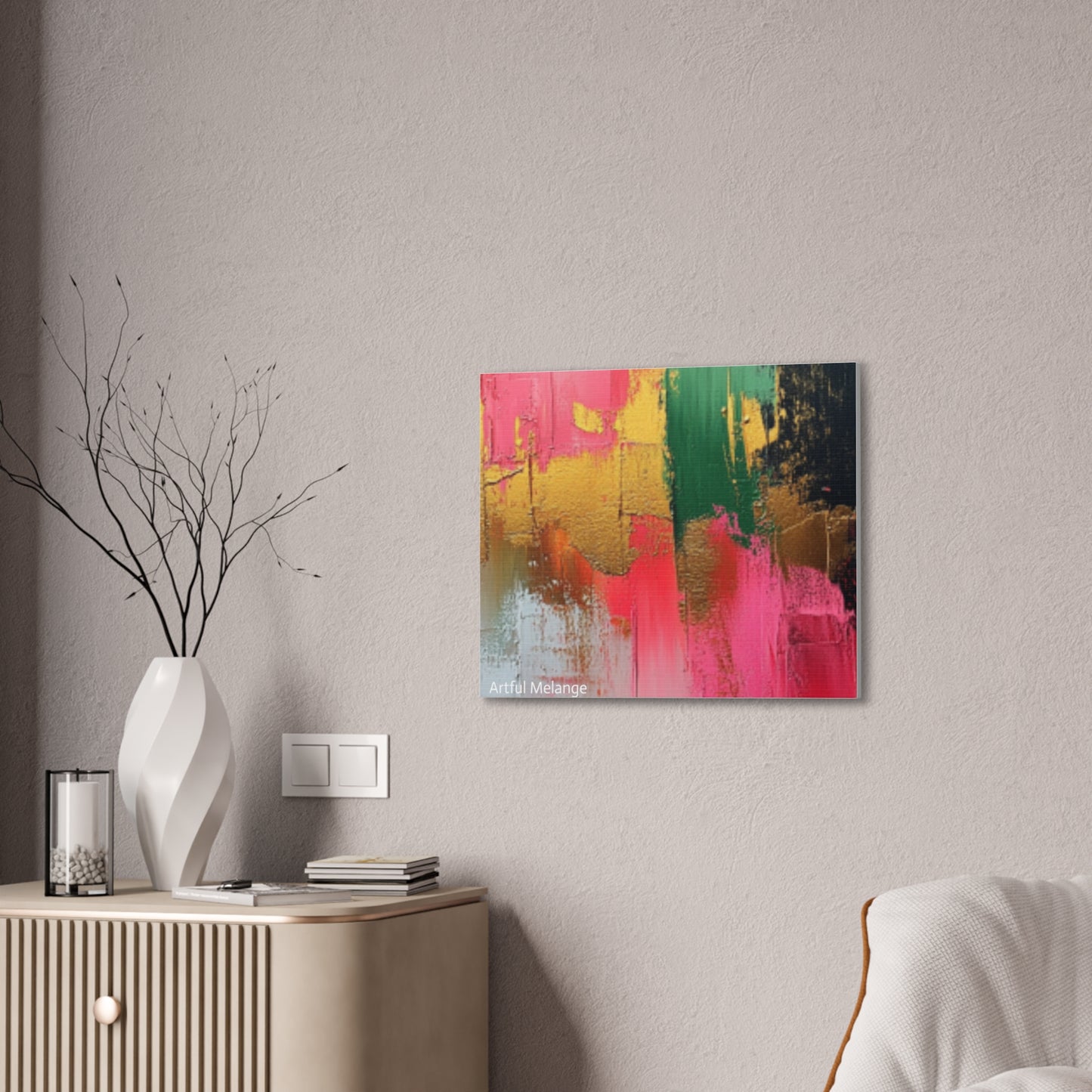 Acrylic Abstract Canvas Print - Homage to the Divine Nine/Pink Green Black and Gold 2