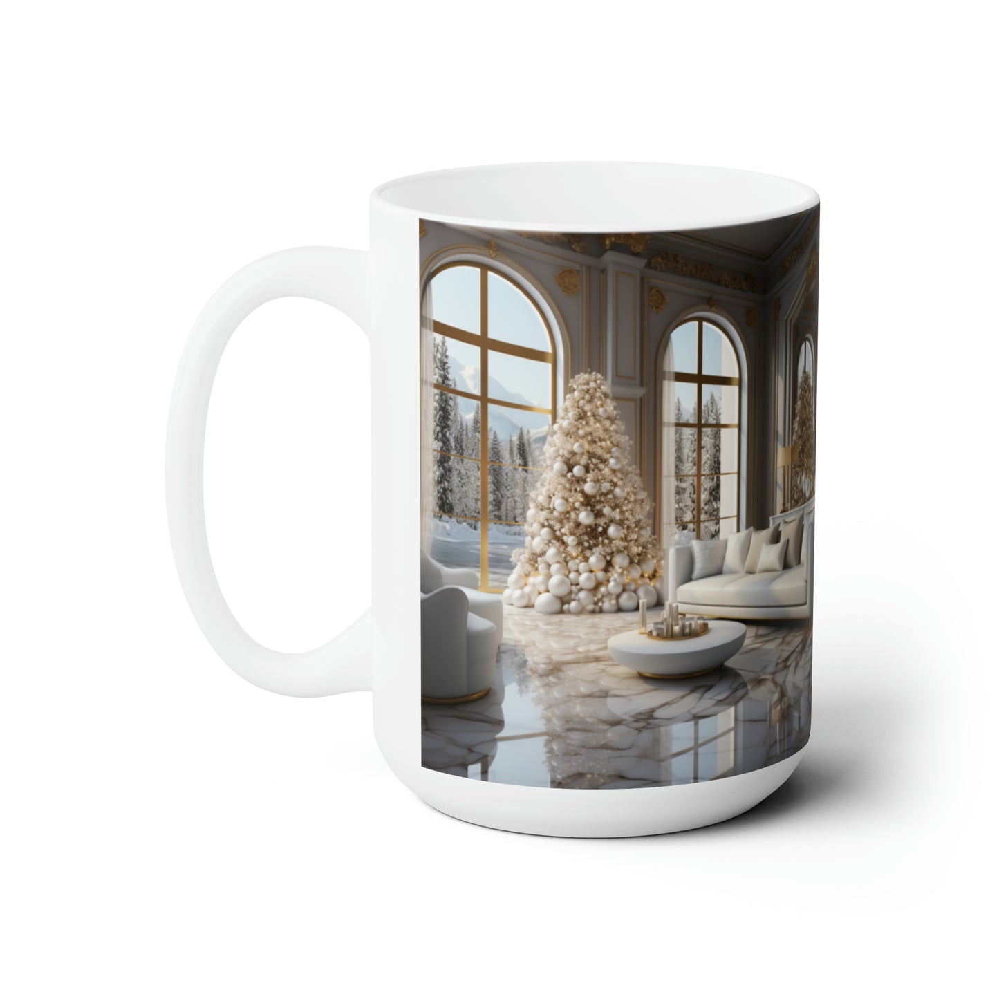 Elegance in Gold & White Holiday Mug15oz
