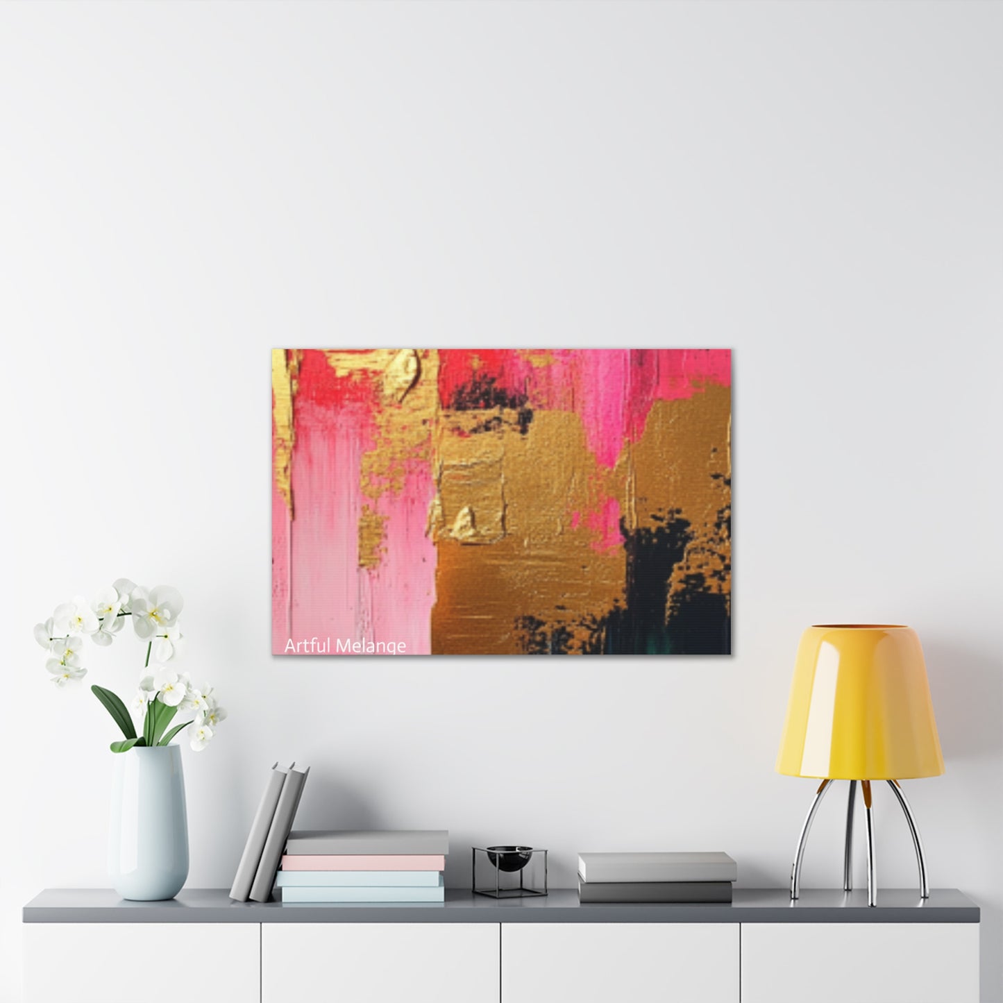 Acrylic Abstract Canvas Print - Homage to the Divine Nine/Pink Green Black and Gold 4