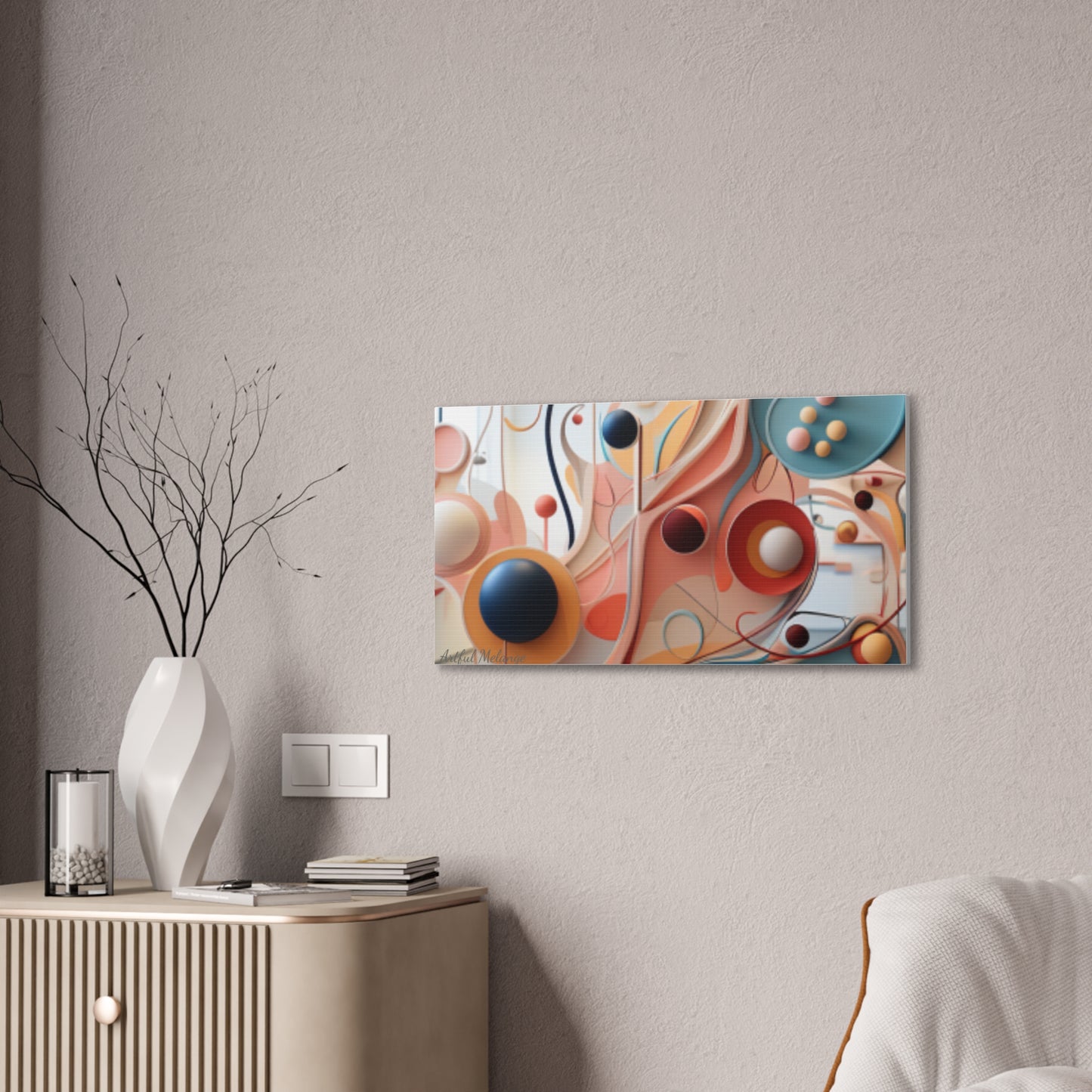 Harmony in Cyan and Peach- Graphic Print