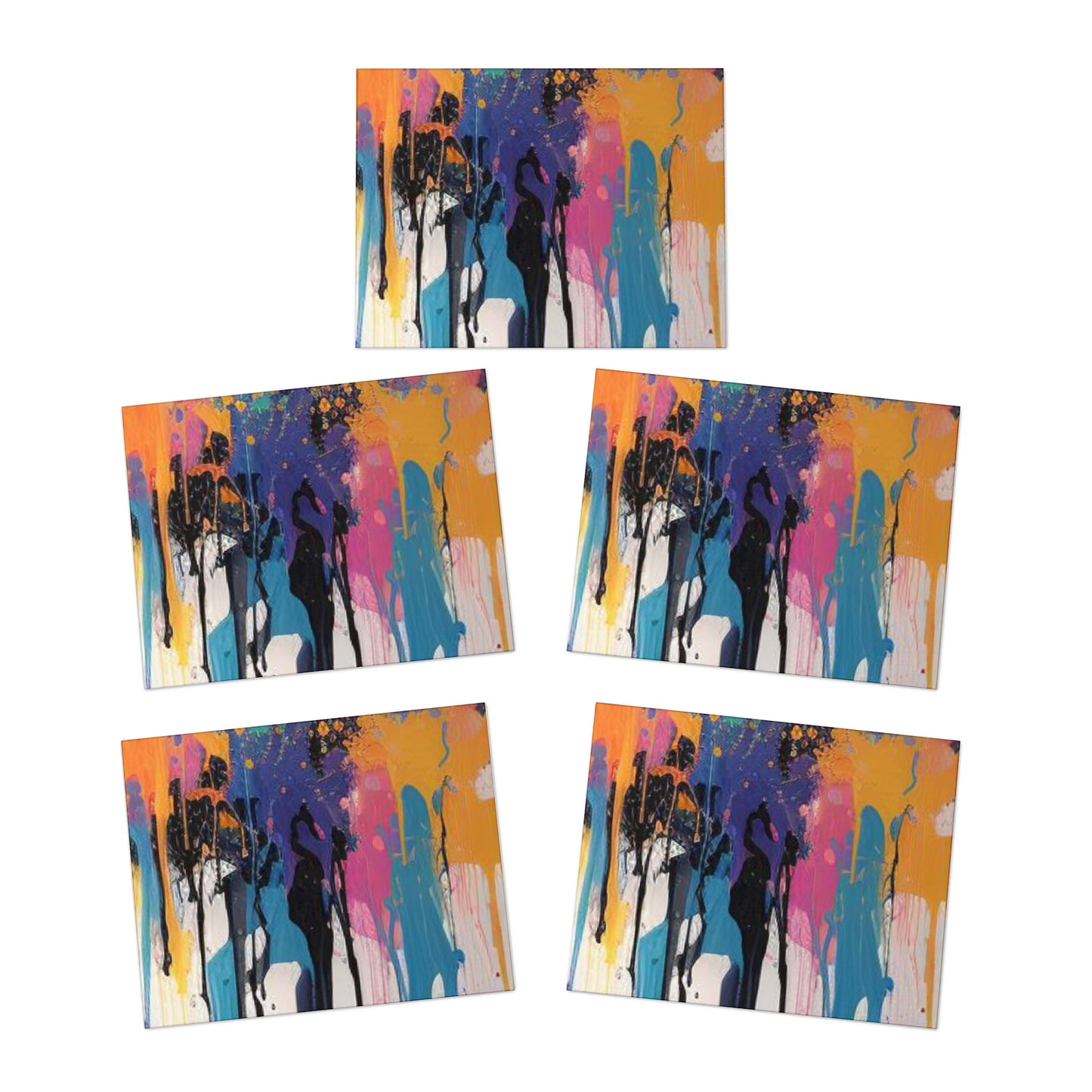 Elegance in Ink: Abstract Art Note Card Set(5-Pack)