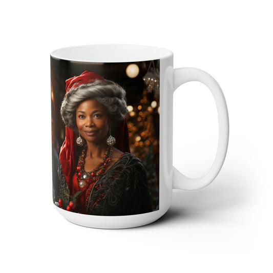 Queen Claus White Ceramic Holiday Mug 15oz