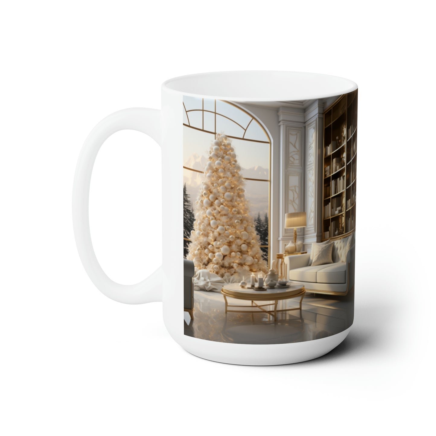 Elegance in Gold & White Holiday Mug15oz