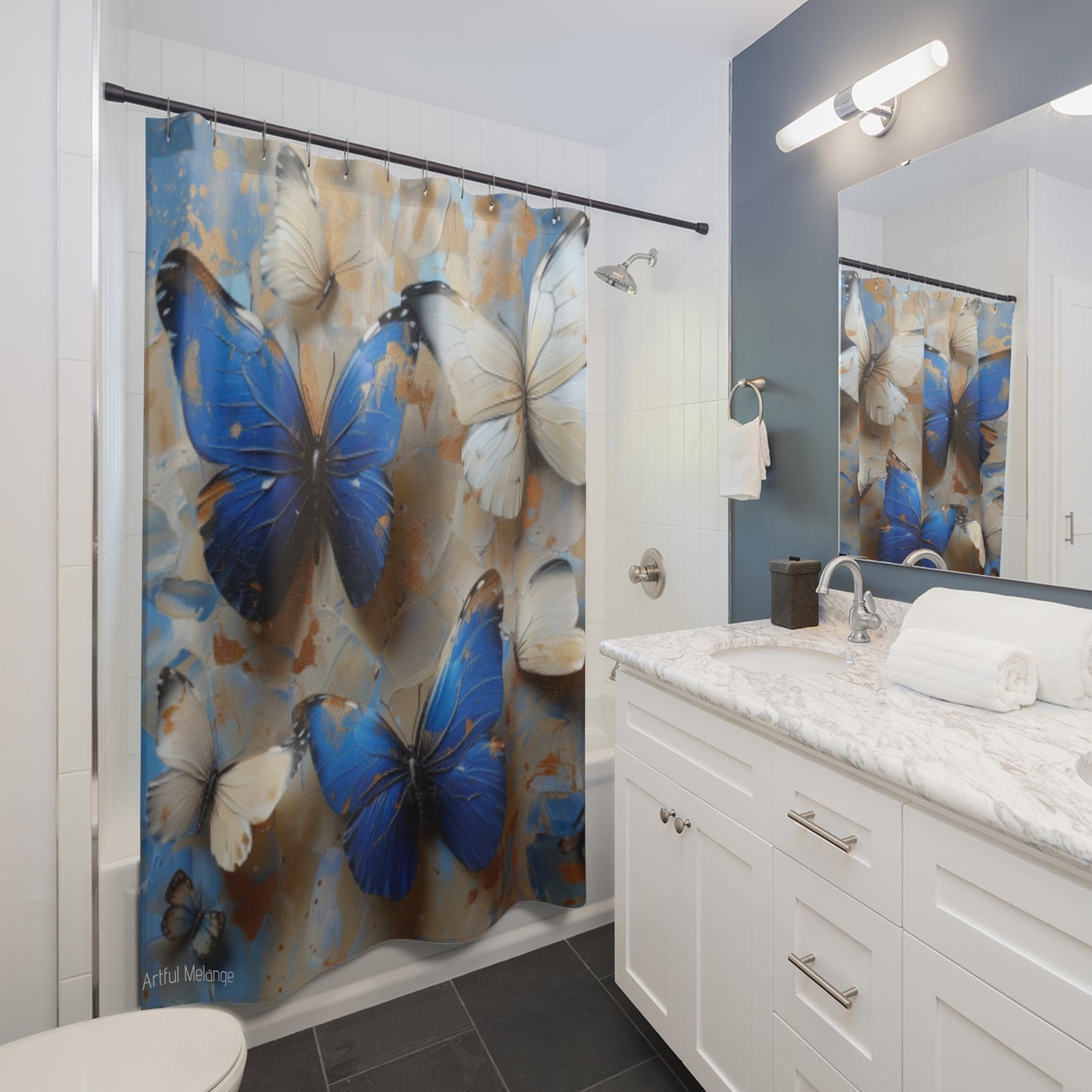 Fluttering Splendor Butterfly Shower Curtains