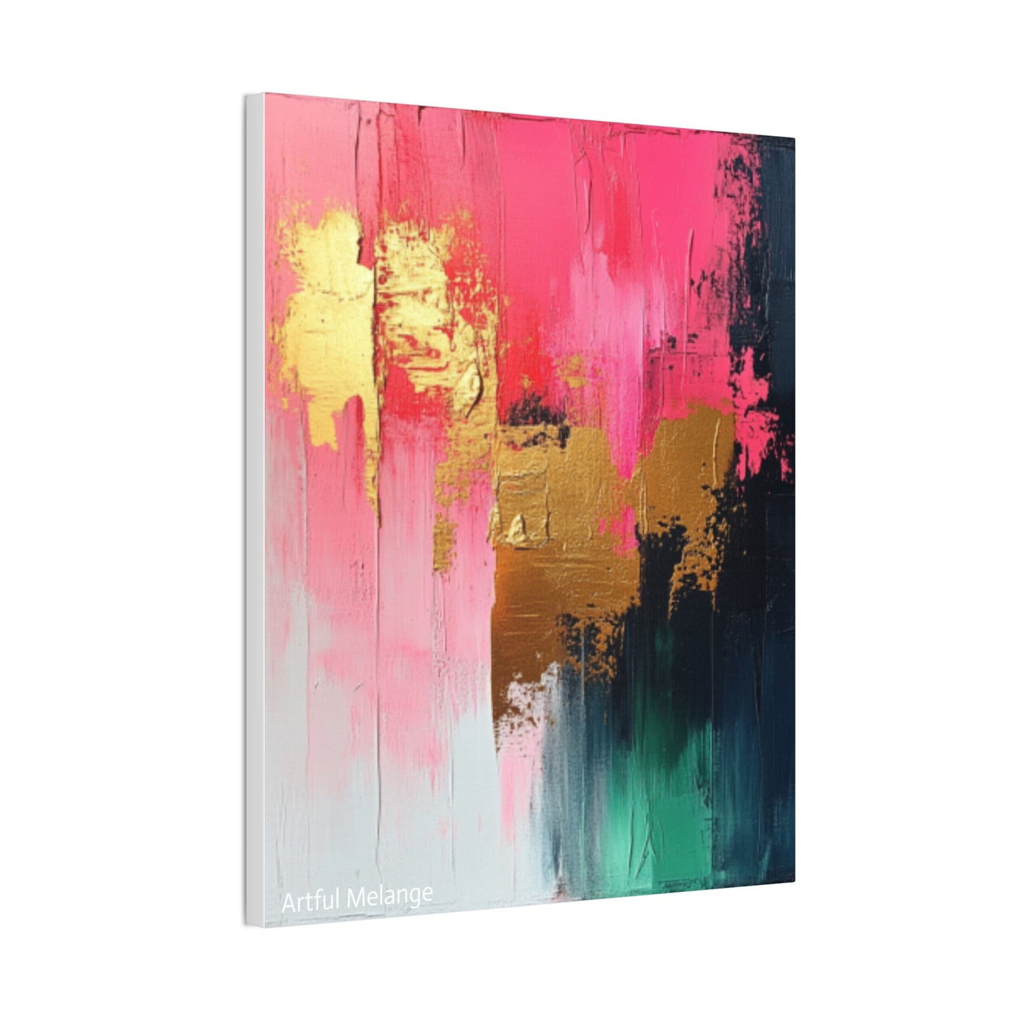 Acrylic Abstract Canvas Print - Homage to the Divine Nine/Pink Green Black and Gold 4