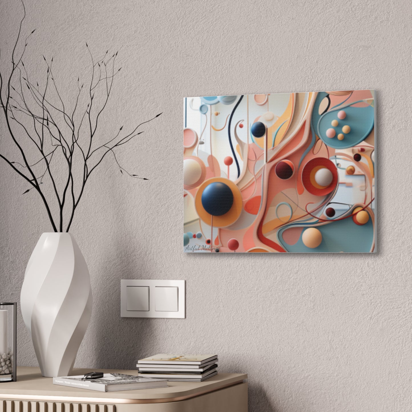 Harmony in Cyan and Peach- Graphic Print
