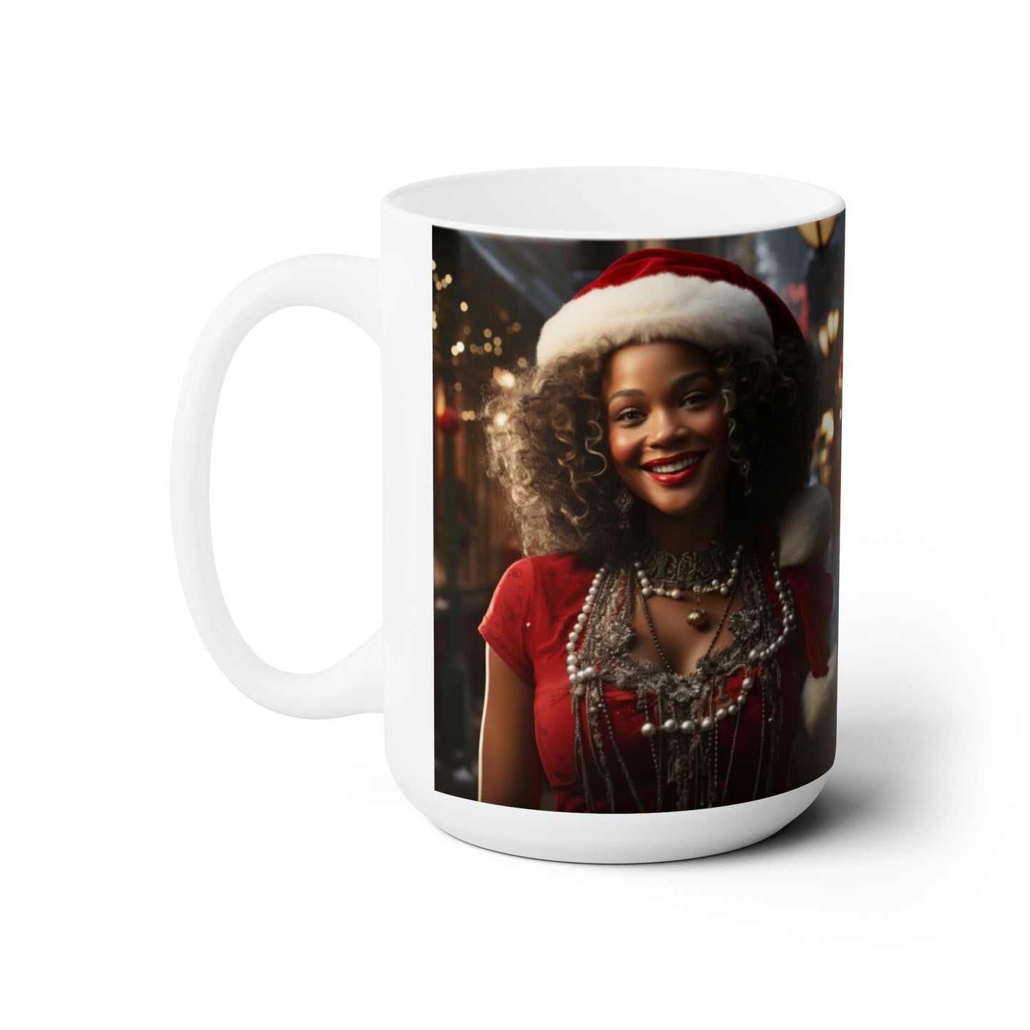 Queen Claus White Ceramic Holiday Mug 15oz