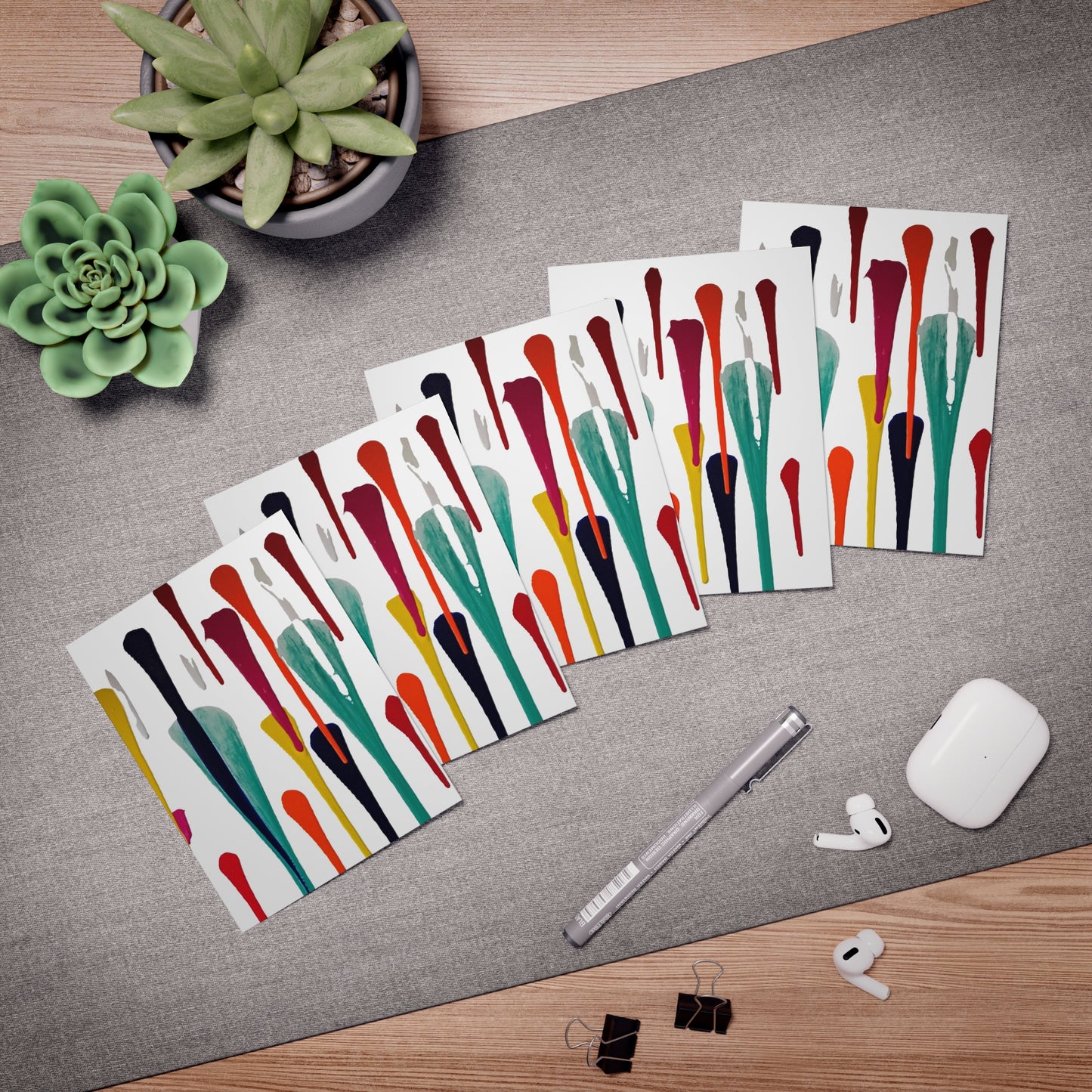 Elegance in Ink: Abstract Art Note Card Set(5-Pack)
