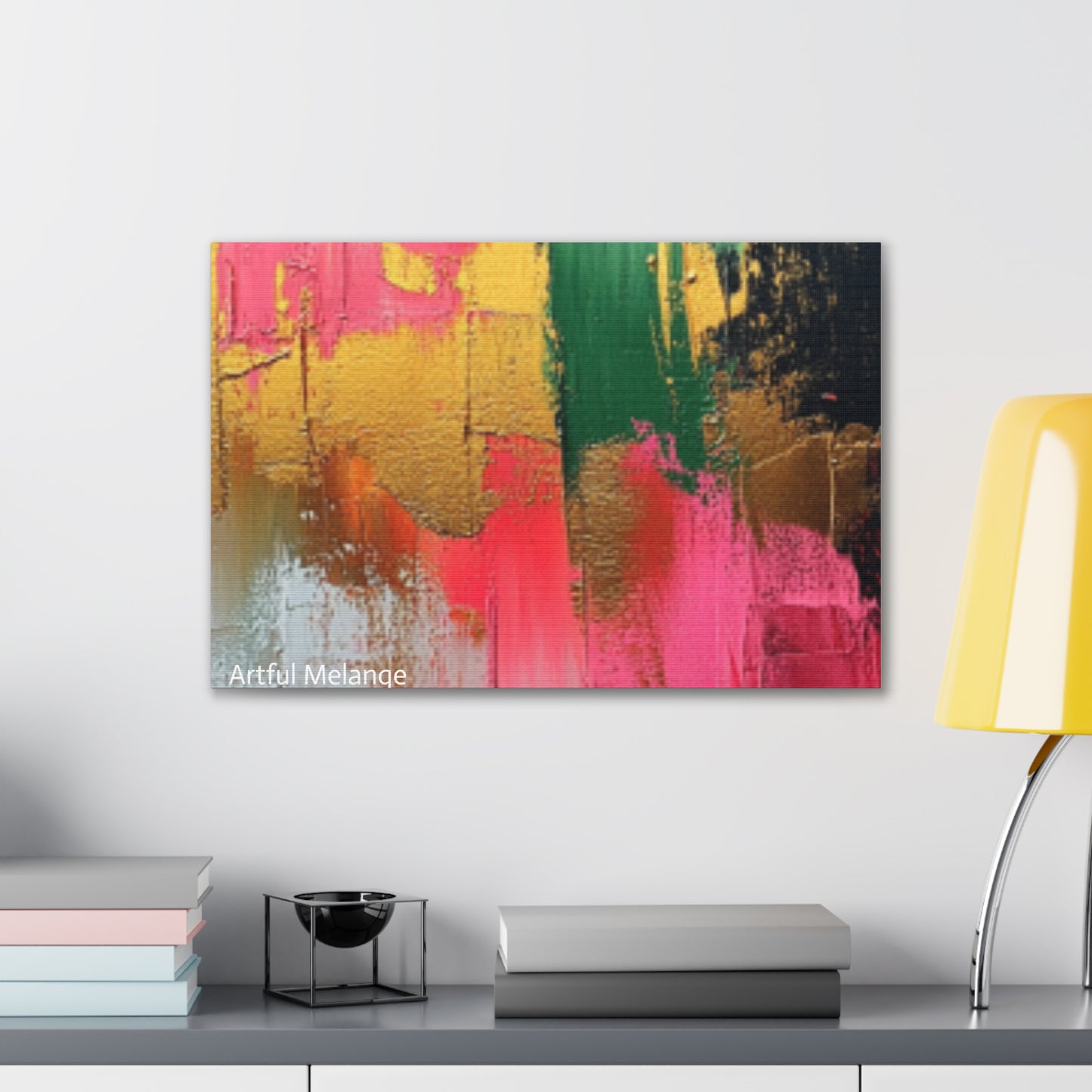 Acrylic Abstract Canvas Print - Homage to the Divine Nine/Pink Green Black and Gold 2