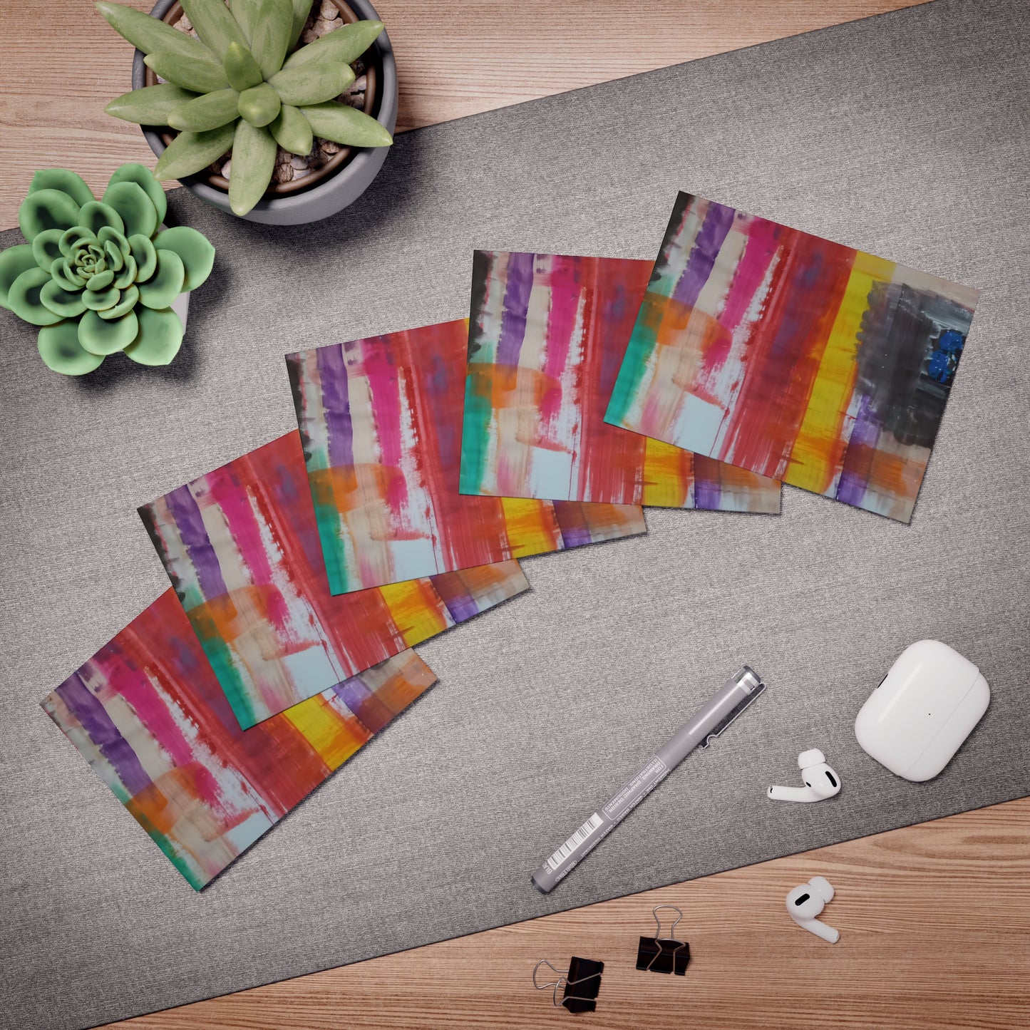 Elegance in Ink: Abstract Art Note Card Set(5-Pack)