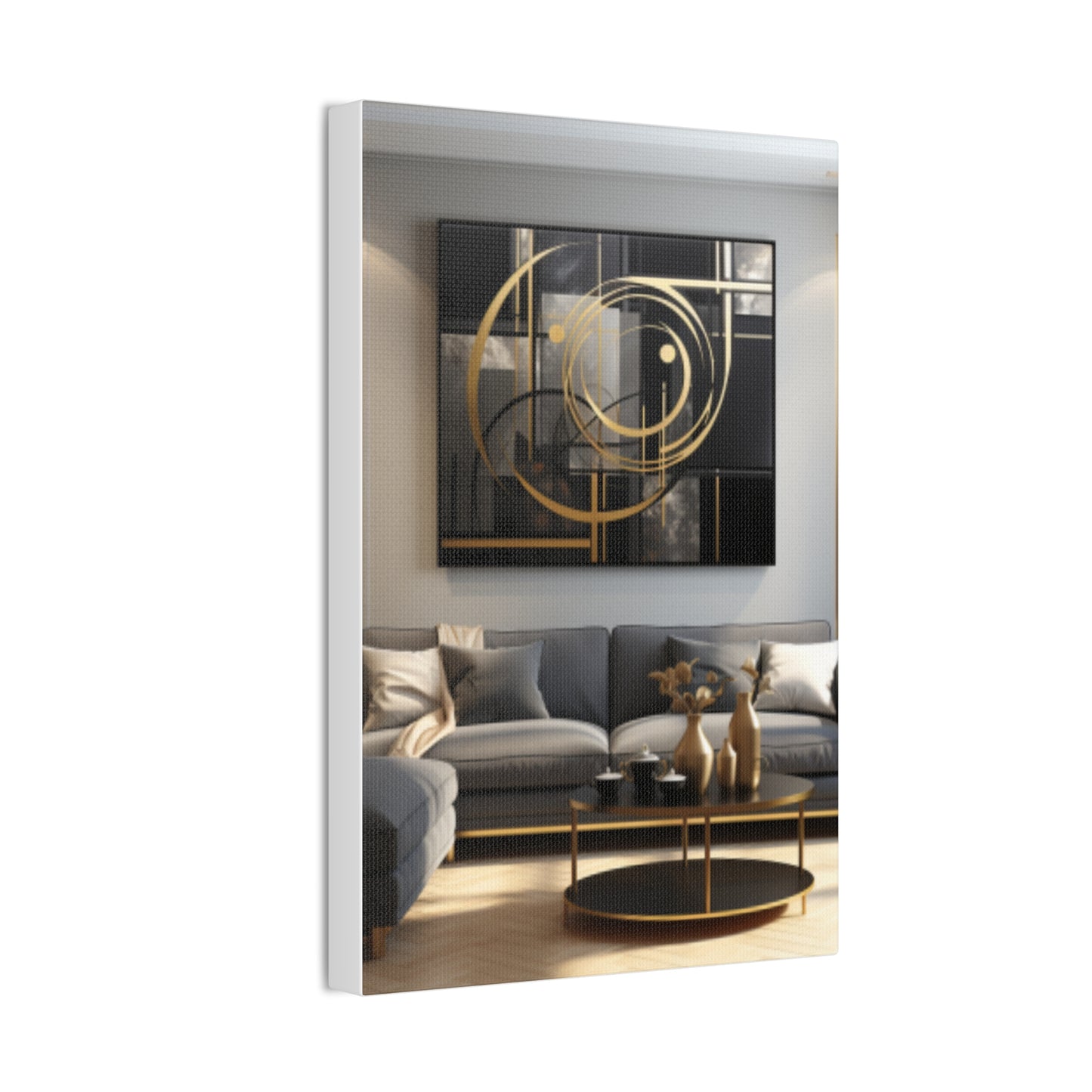 Gold and Black Elegance: A Symphony of Sophistication Canvas Print