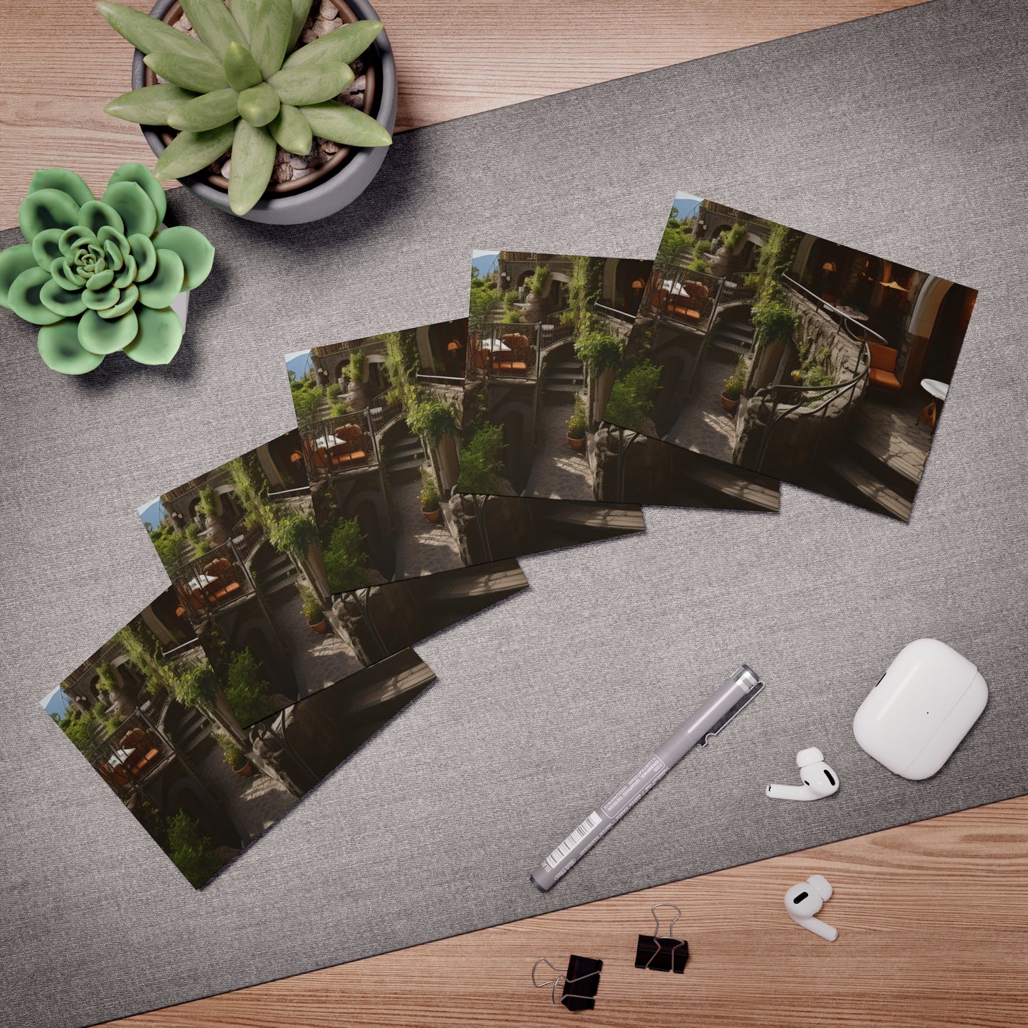 Italian Hillside Scene Design Note Cards (5-Pack)