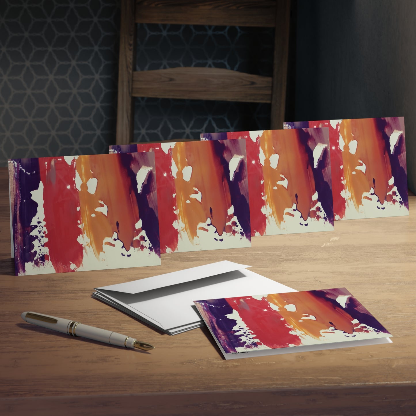 Elegance in Ink: Abstract Art Note Card Set(5-Pack)