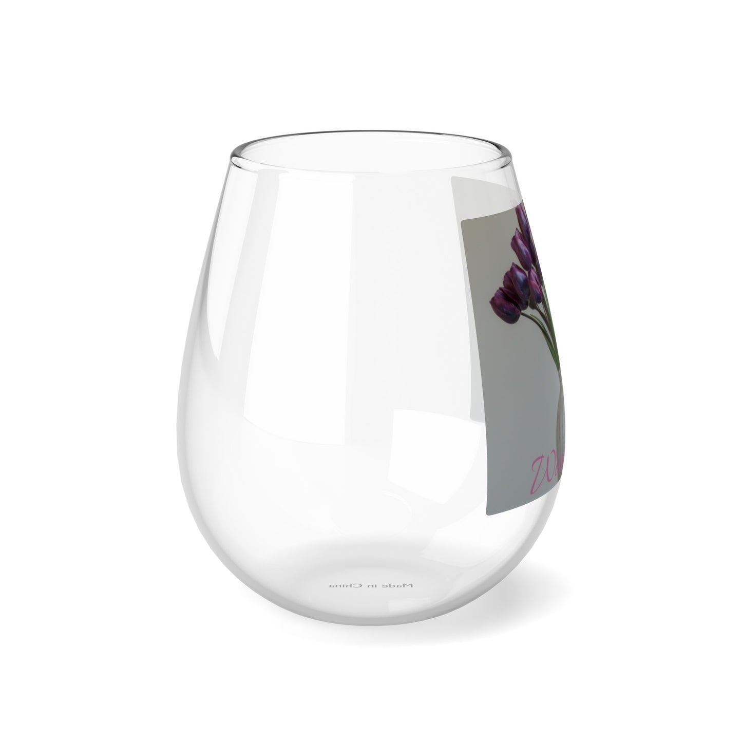Floral Elegance Stemless Wine Glass, 11.75oz