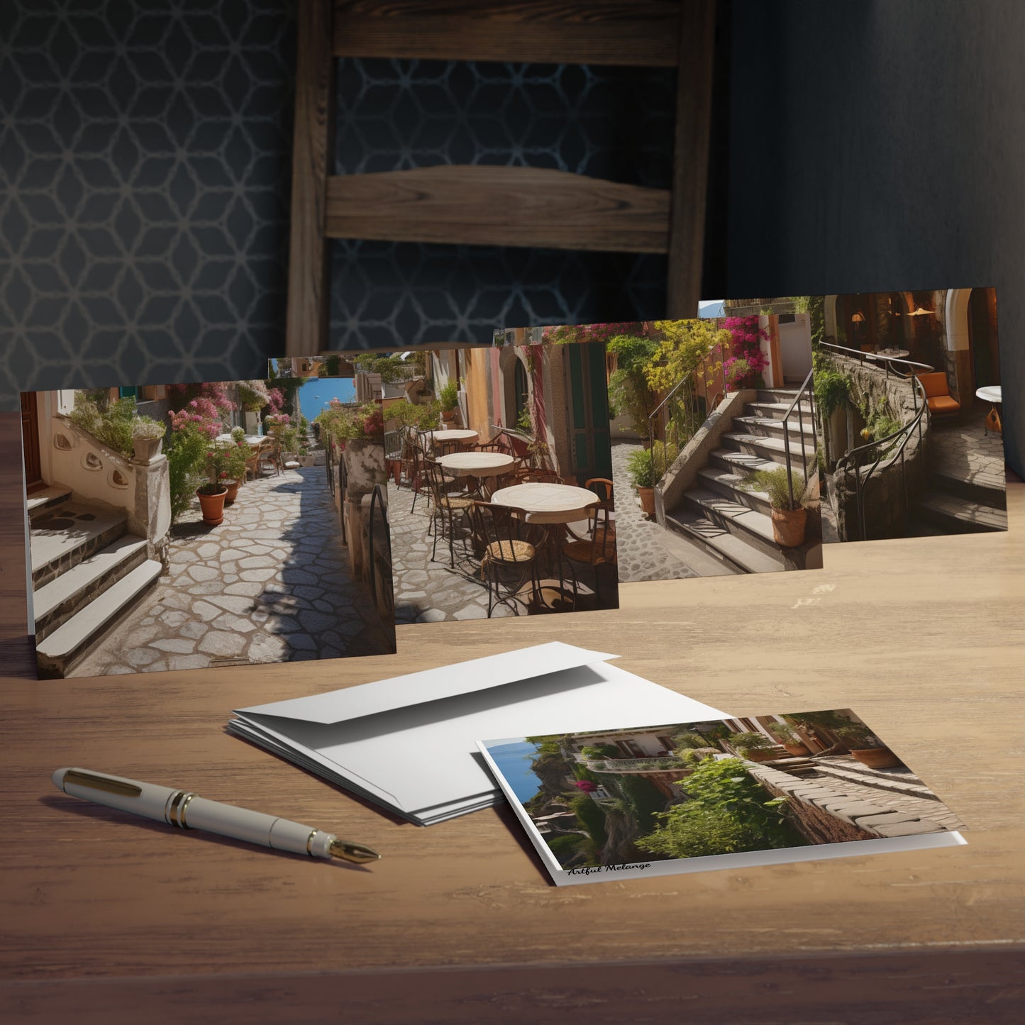 Italian Hillside Scene Multi-Design Note Cards (5-Pack)