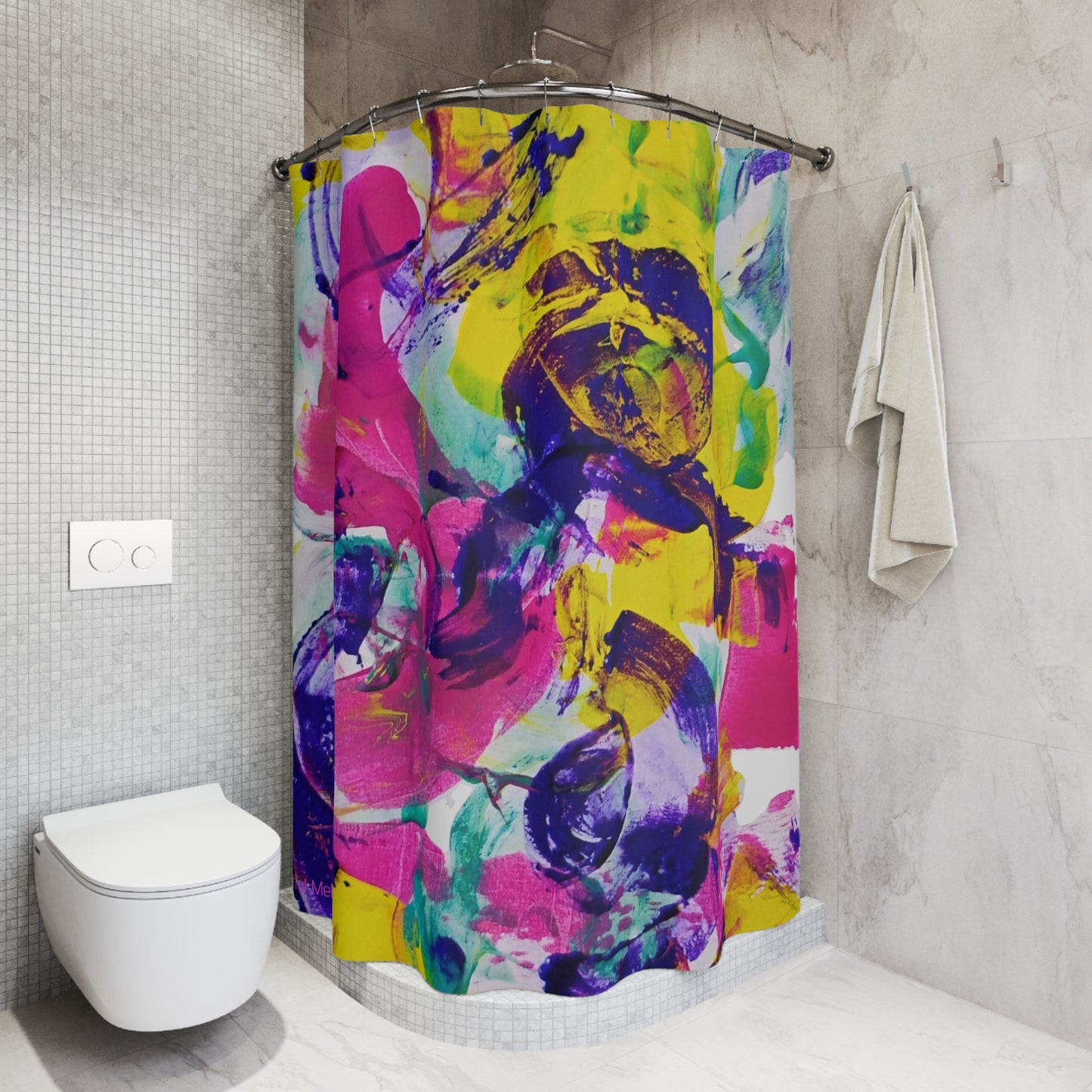 Canvas Cascade: Abstract Acrylic Art Shower Curtain Collection