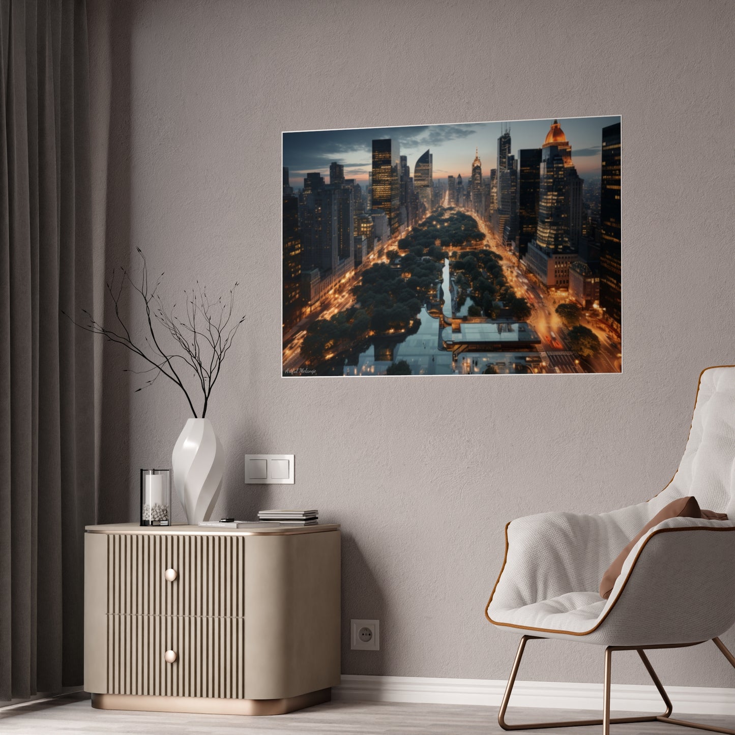 Skyline Vista: Hyper-Realistic 3D Cityscape Posters