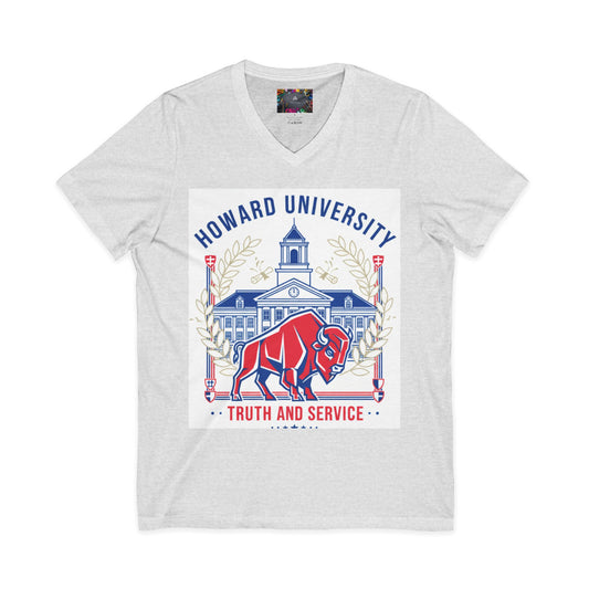 Howard University/ Truth and Service Unisex V-Neck T-Shirt 4
