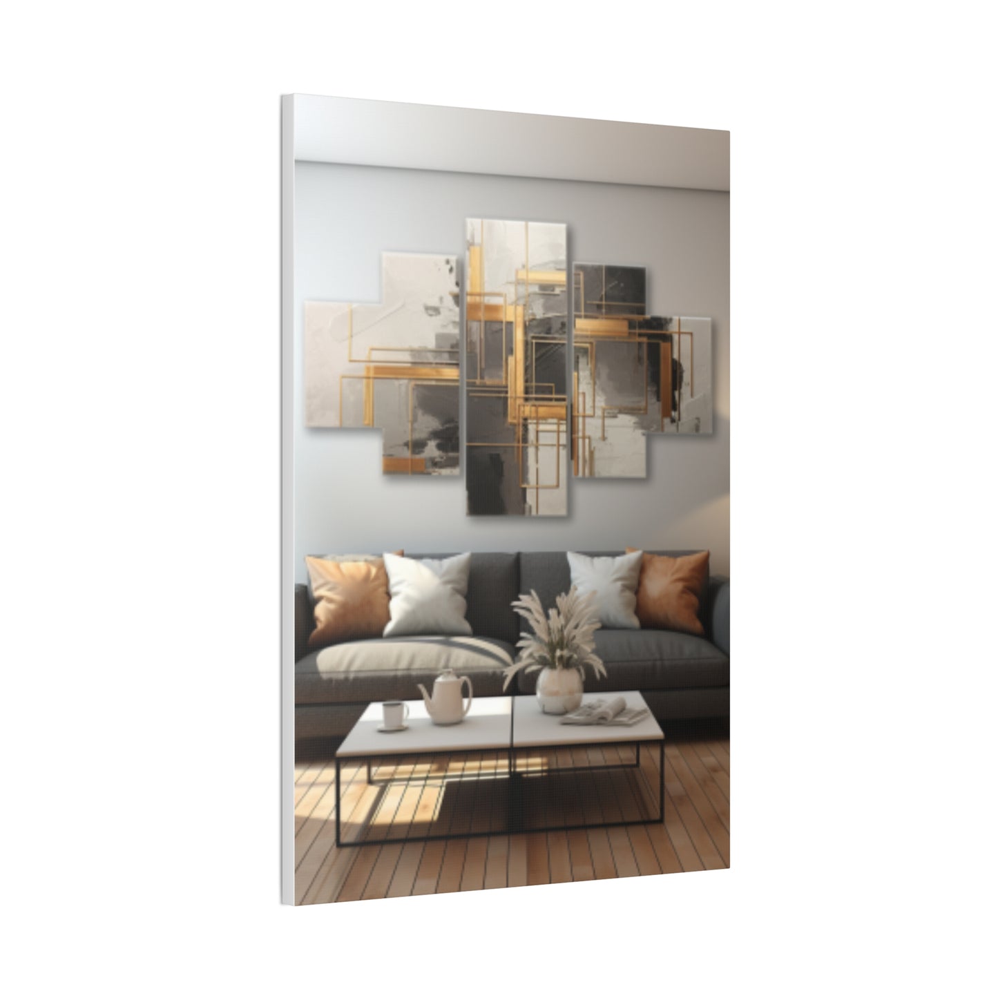 Gold and Black Elegance: A Symphony of Sophistication Canvas Print