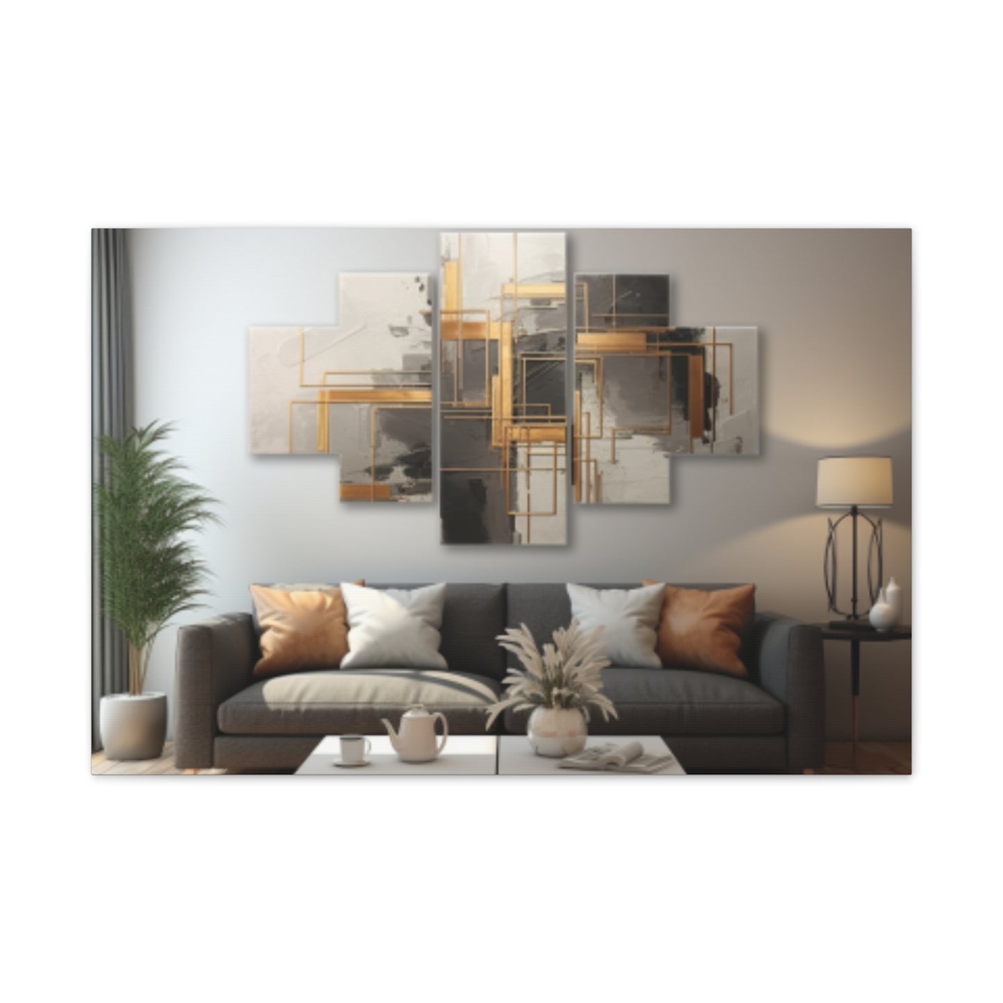 Gold and Black Elegance: A Symphony of Sophistication Canvas Print