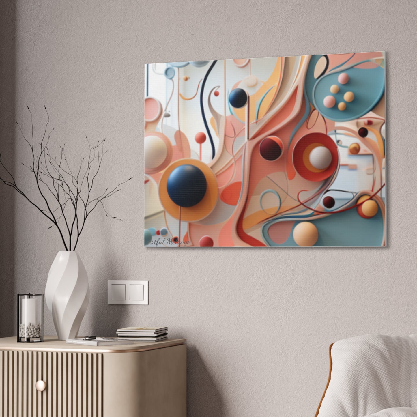 Harmony in Cyan and Peach- Graphic Print