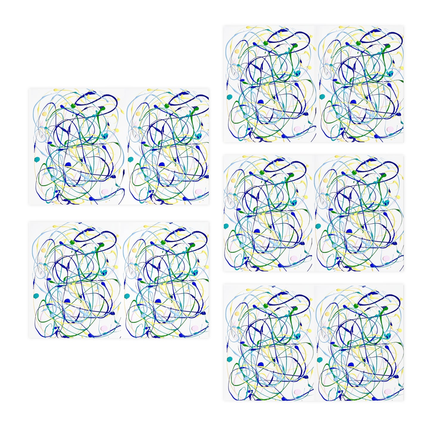 Elegance in Ink: Abstract Art Note Card Set Blue (5-Pack)