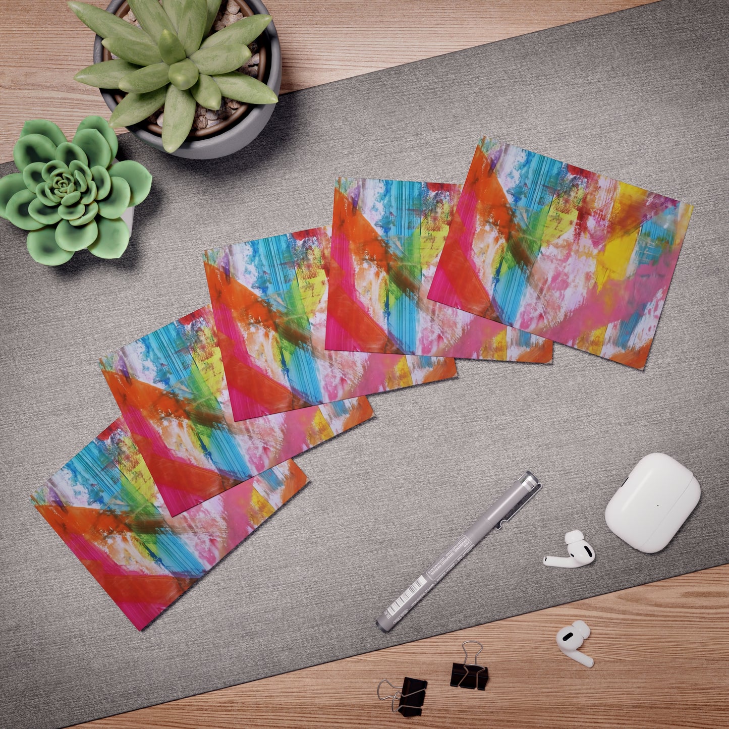 Elegance in Ink: Abstract Art Note Card Set(5-Pack)