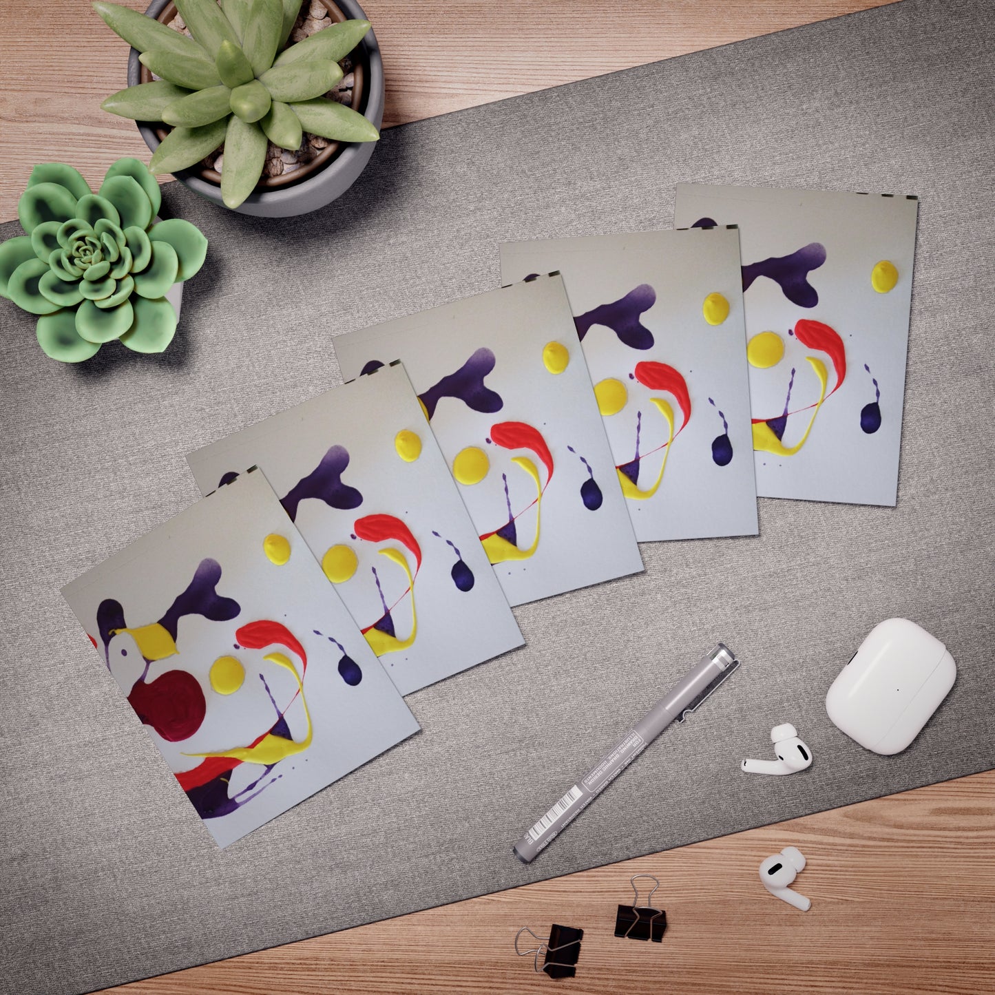 Elegance in Ink: Abstract Art Note Card Set(5-Pack)