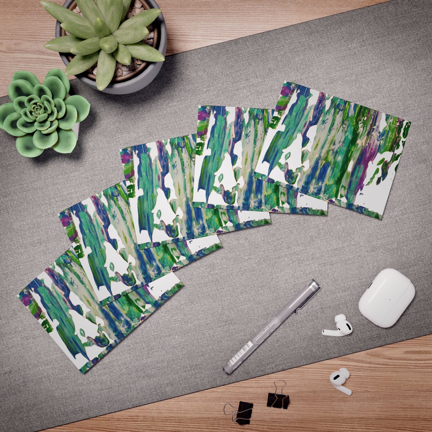 Elegance in Ink: Abstract Art Note Card Set(5-Pack)
