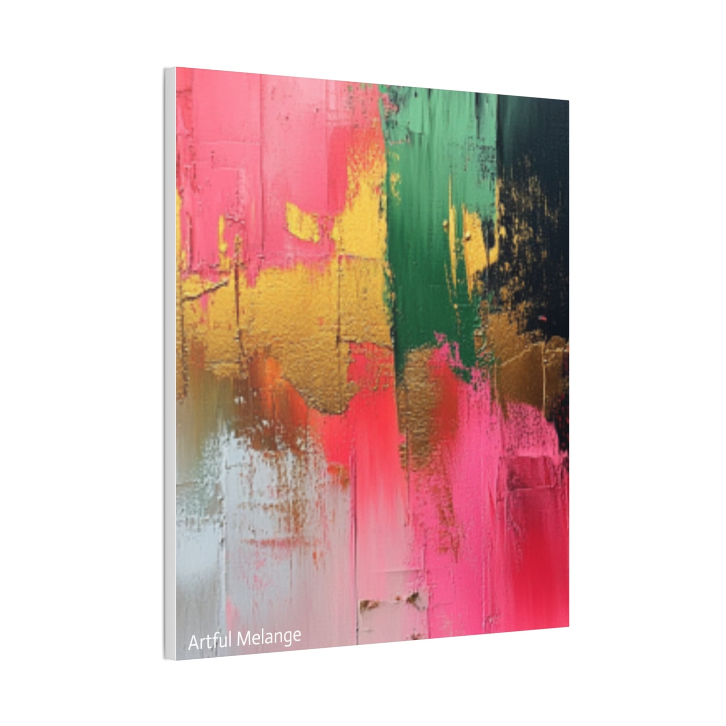 Acrylic Abstract Canvas Print - Homage to the Divine Nine/Pink Green Black and Gold 2