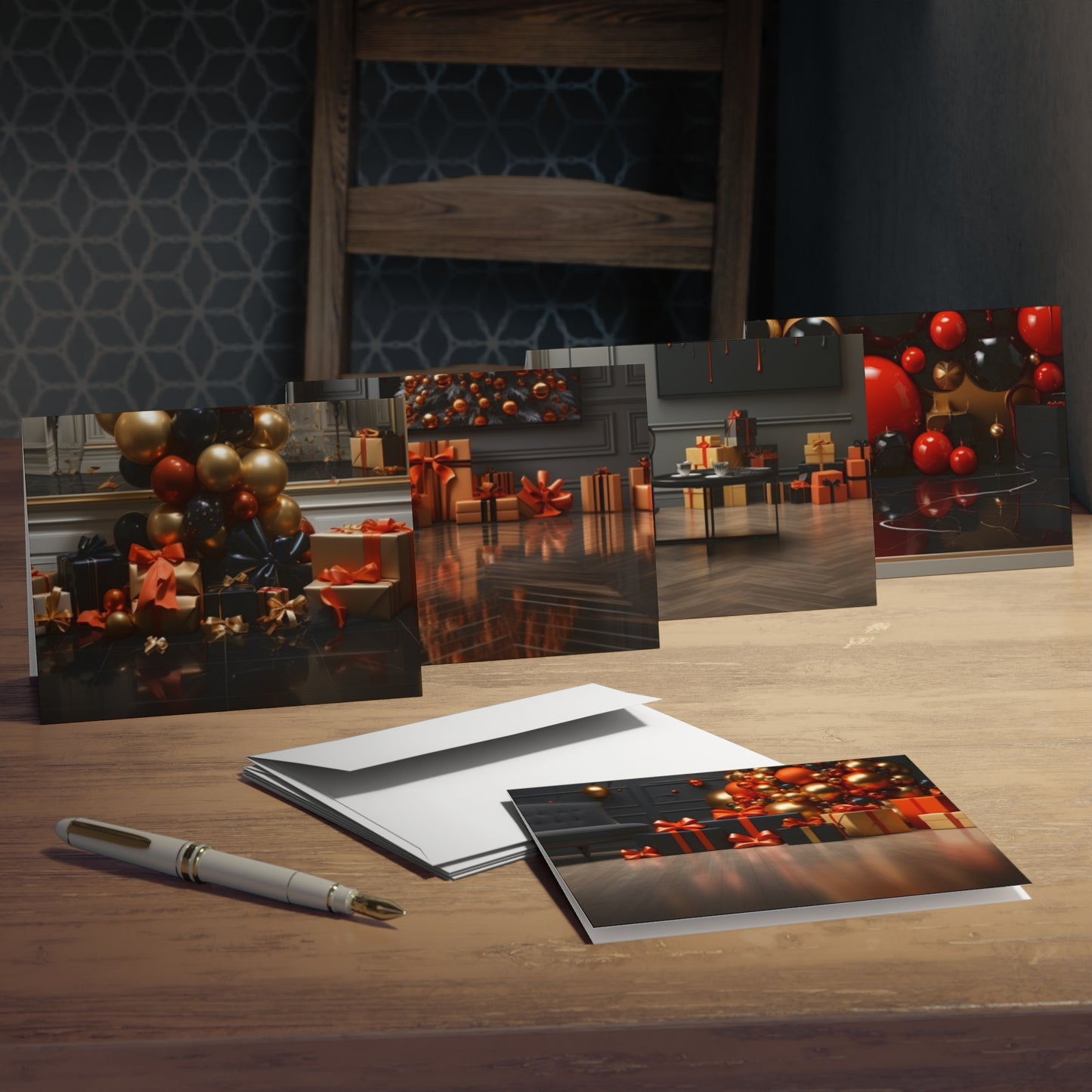 Euphoric Elegance: Vibrant Holiday Greeting Card Set (5-Pack)