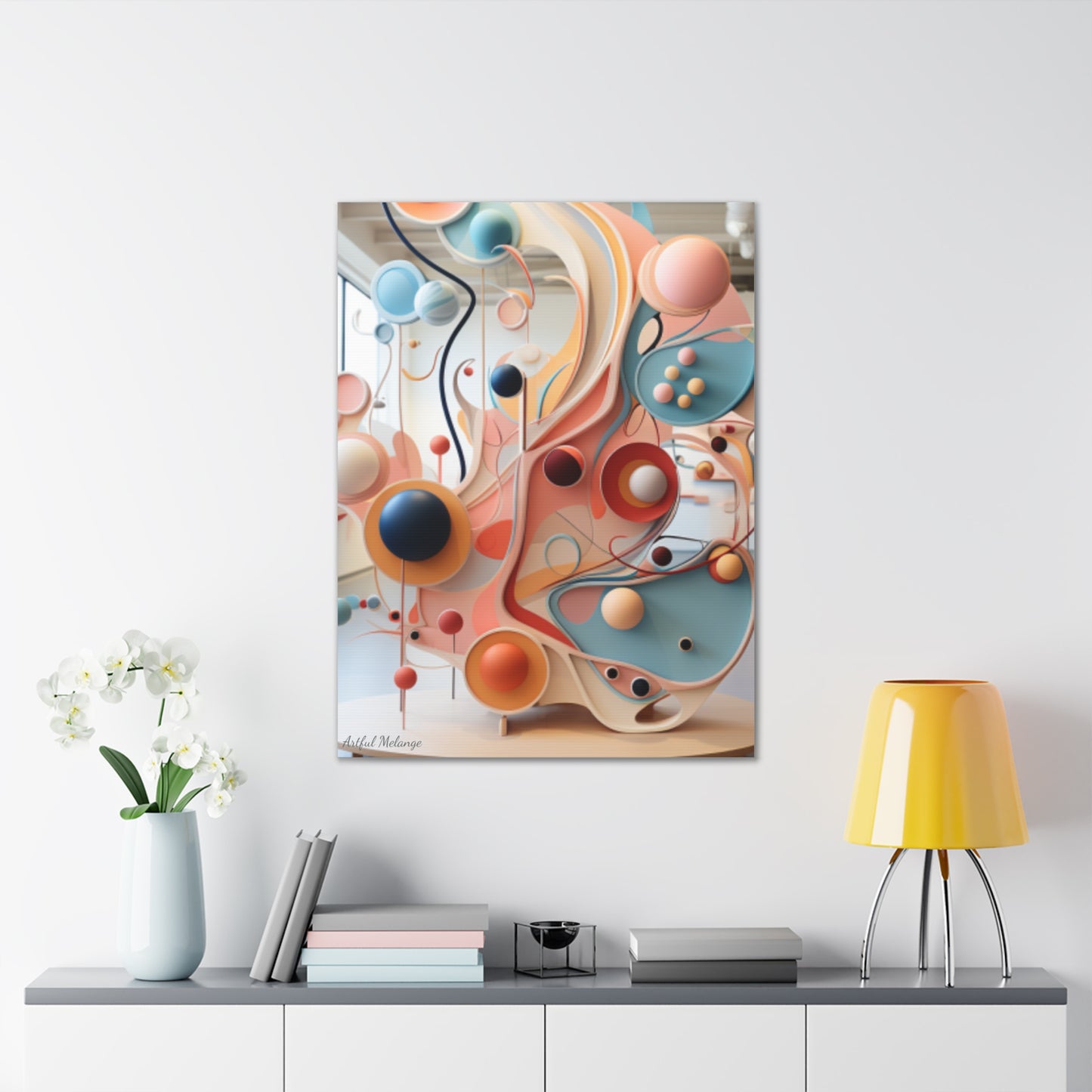 Harmony in Cyan and Peach- Graphic Print