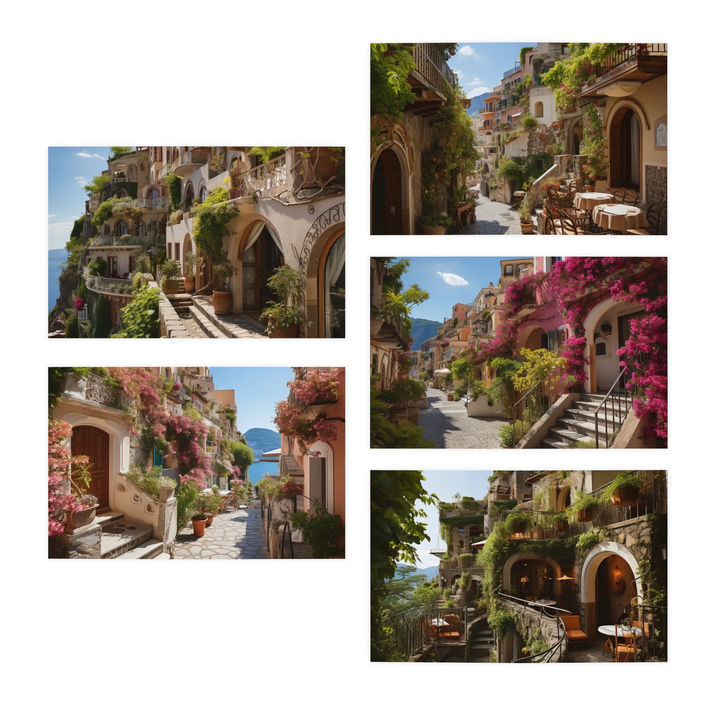 Italian Hillside Scene Multi-Design Note Cards (5-Pack)