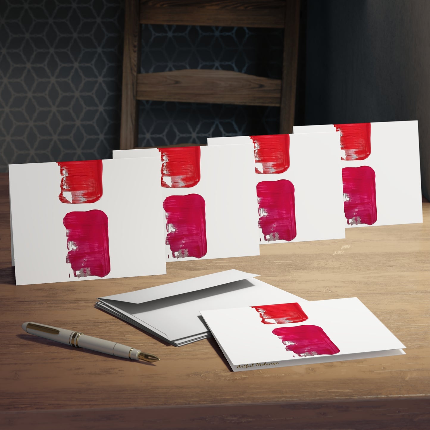 Elegance in Ink: Abstract Art Note Card Set(5-Pack)