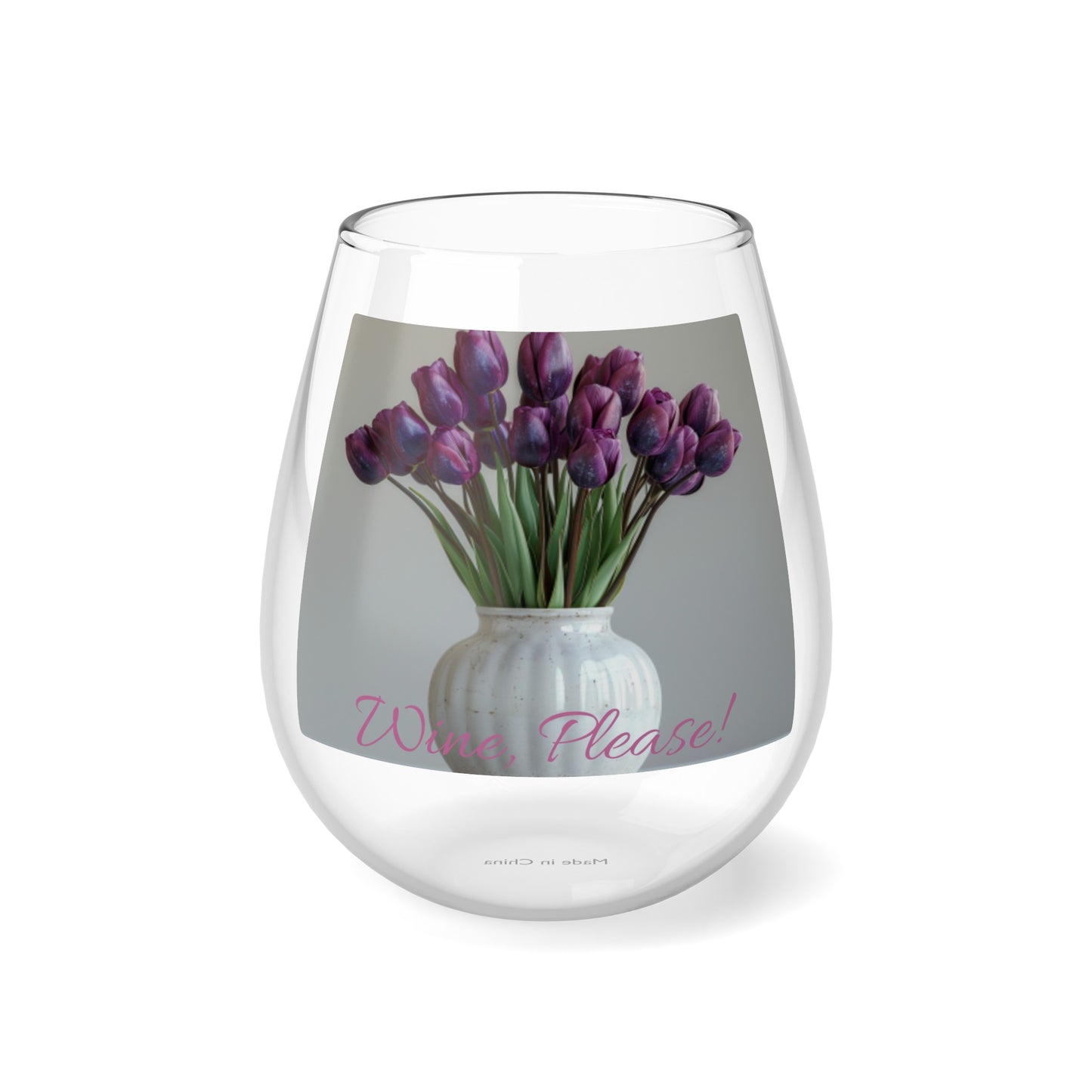 Floral Elegance Stemless Wine Glass, 11.75oz