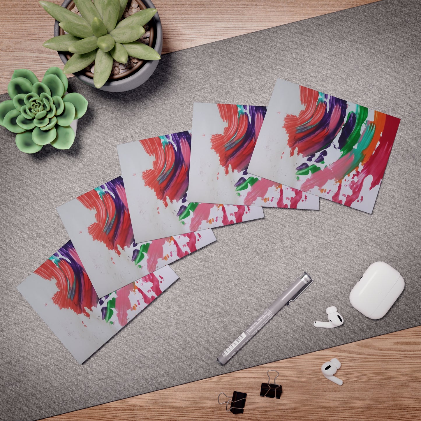 Elegance in Ink: Abstract Art Note Card Set(5-Pack)