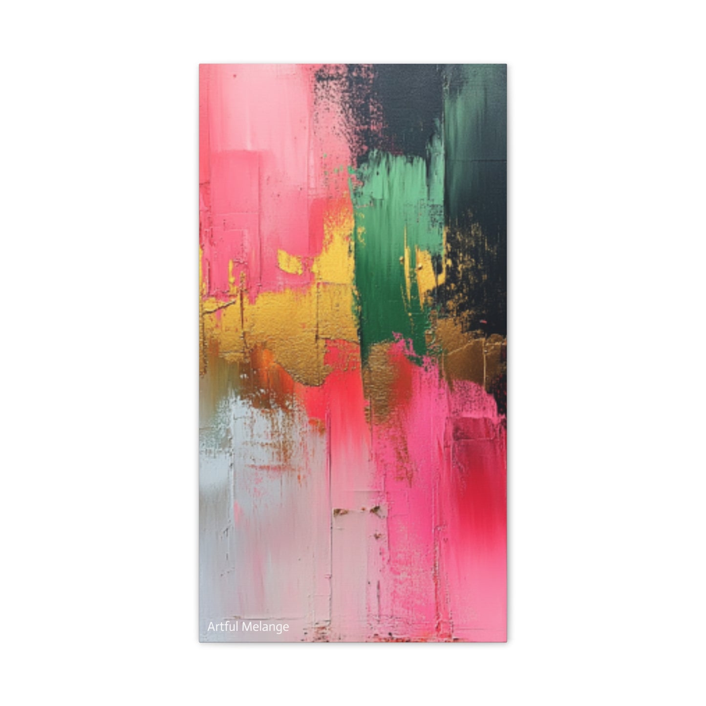 Acrylic Abstract Canvas Print - Homage to the Divine Nine/Pink Green Black and Gold 2