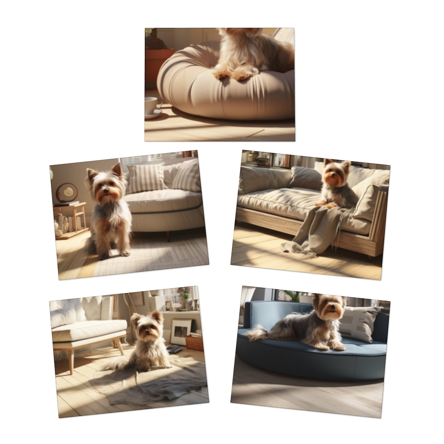 Bossy Lounging: Captures the playful yet authoritative stance of a Yorkshire Terrier amidst lavish decor (5-Pack)
