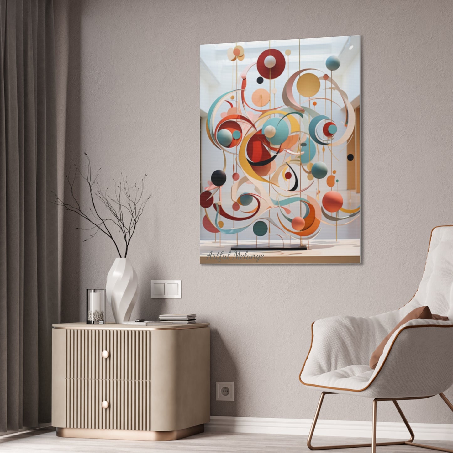Harmony in Cyan and Peach- Graphic Print