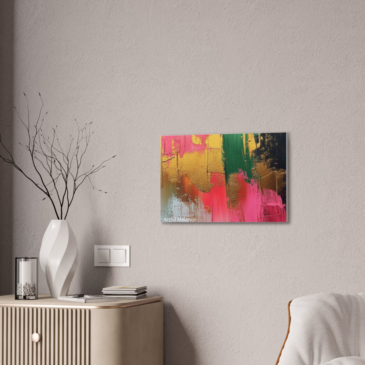 Acrylic Abstract Canvas Print - Homage to the Divine Nine/Pink Green Black and Gold 2