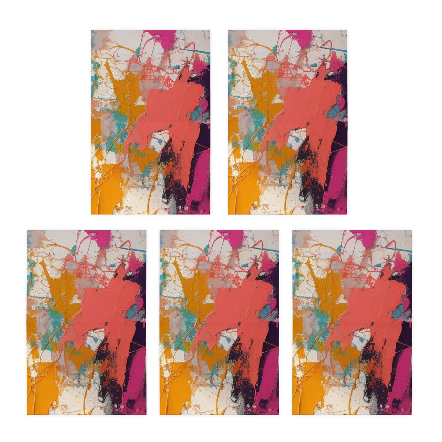 Elegance in Ink: Abstract Art Note Card Set(5-Pack)