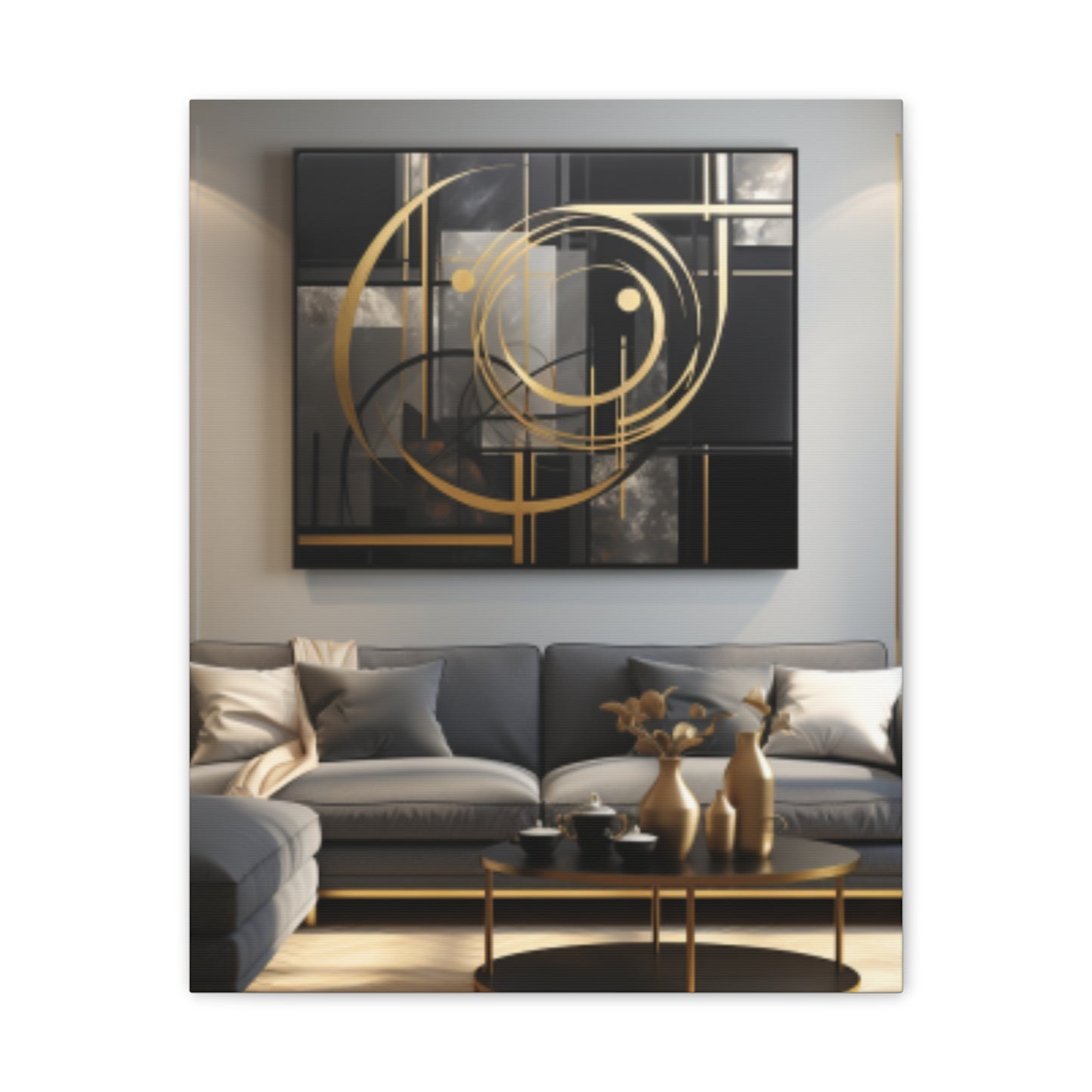 Gold and Black Elegance: A Symphony of Sophistication Canvas Print