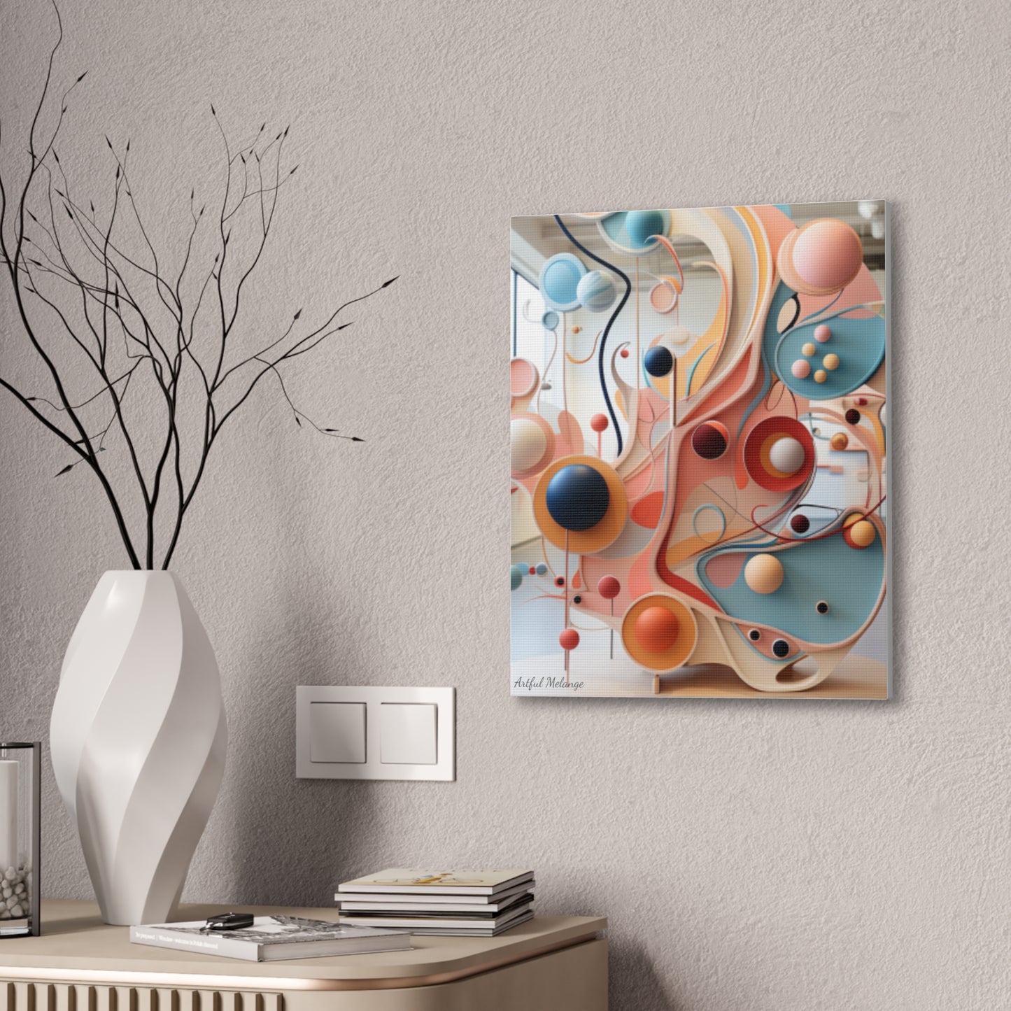 Harmony in Cyan and Peach- Graphic Print